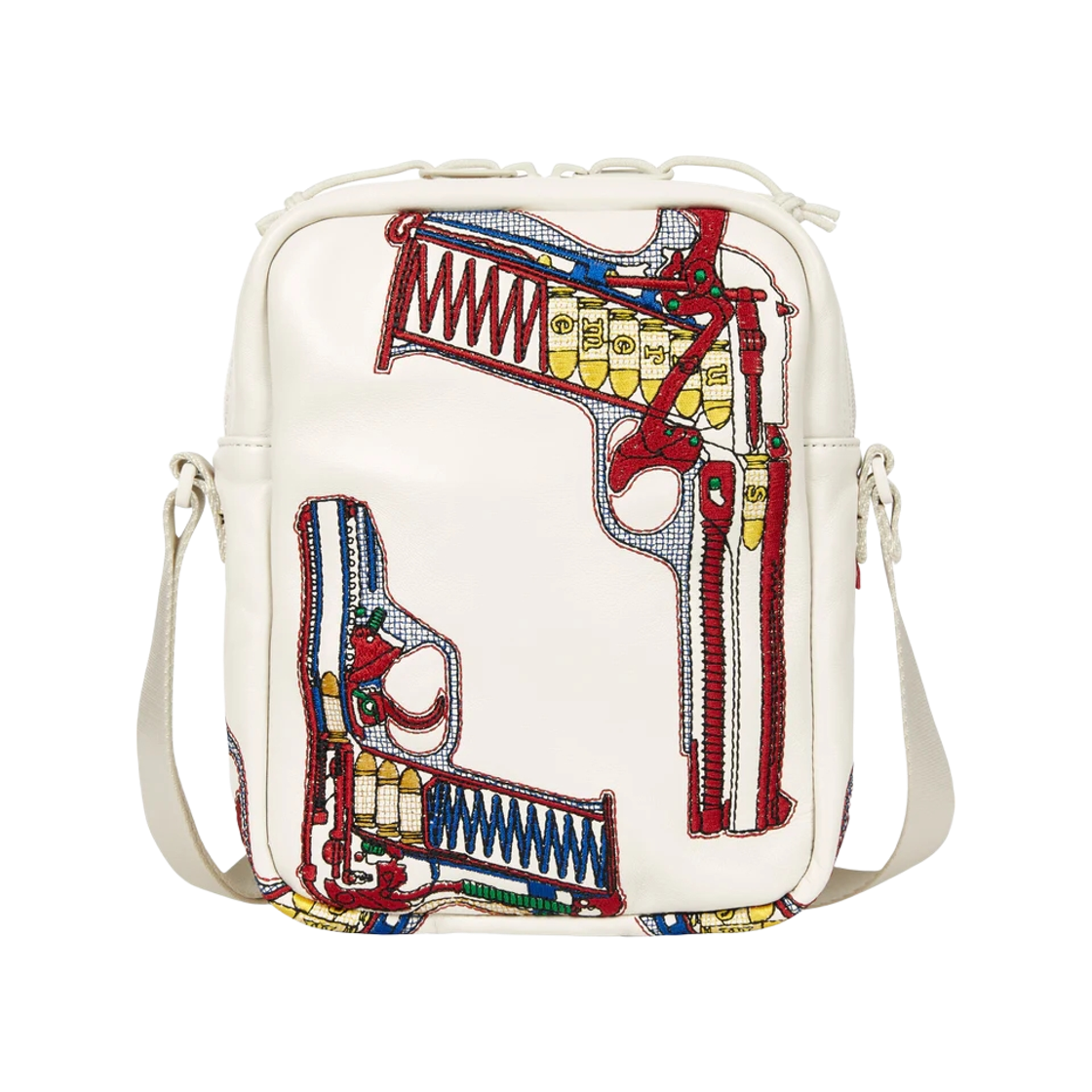 슈프림 건즈 자수 레더 숄더백 화이트 - 26SS(Supreme Guns Embroidered Leather Shoulder Bag White - 26SS) - 2