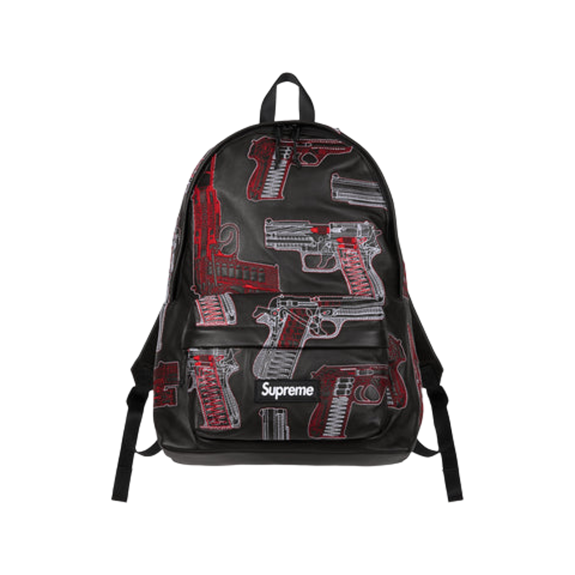 - Supreme Guns Embroidered Leather Backpack Black - 26SS