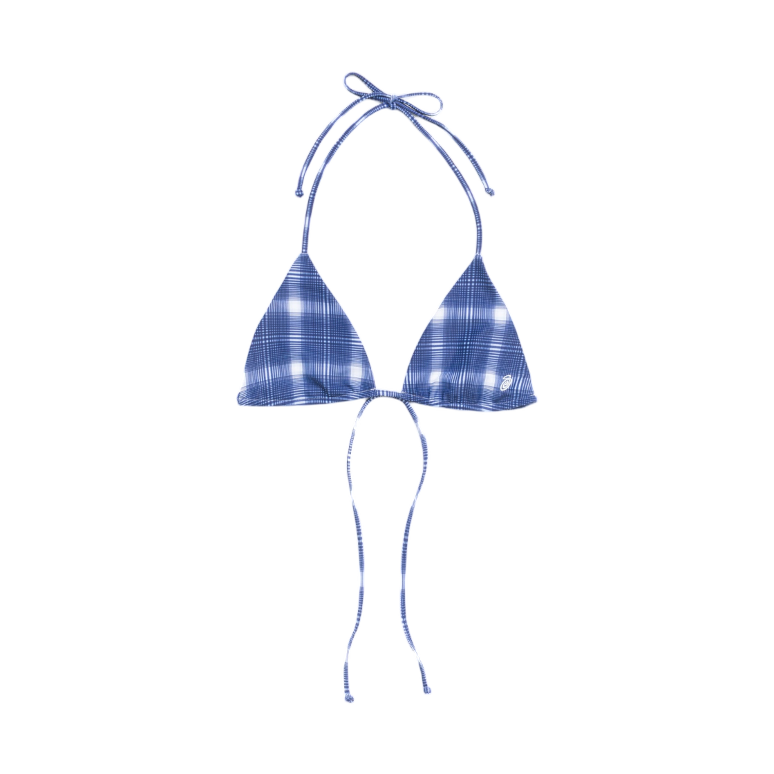 113174 Stussy Triangle Bikini Top Navy Plaid