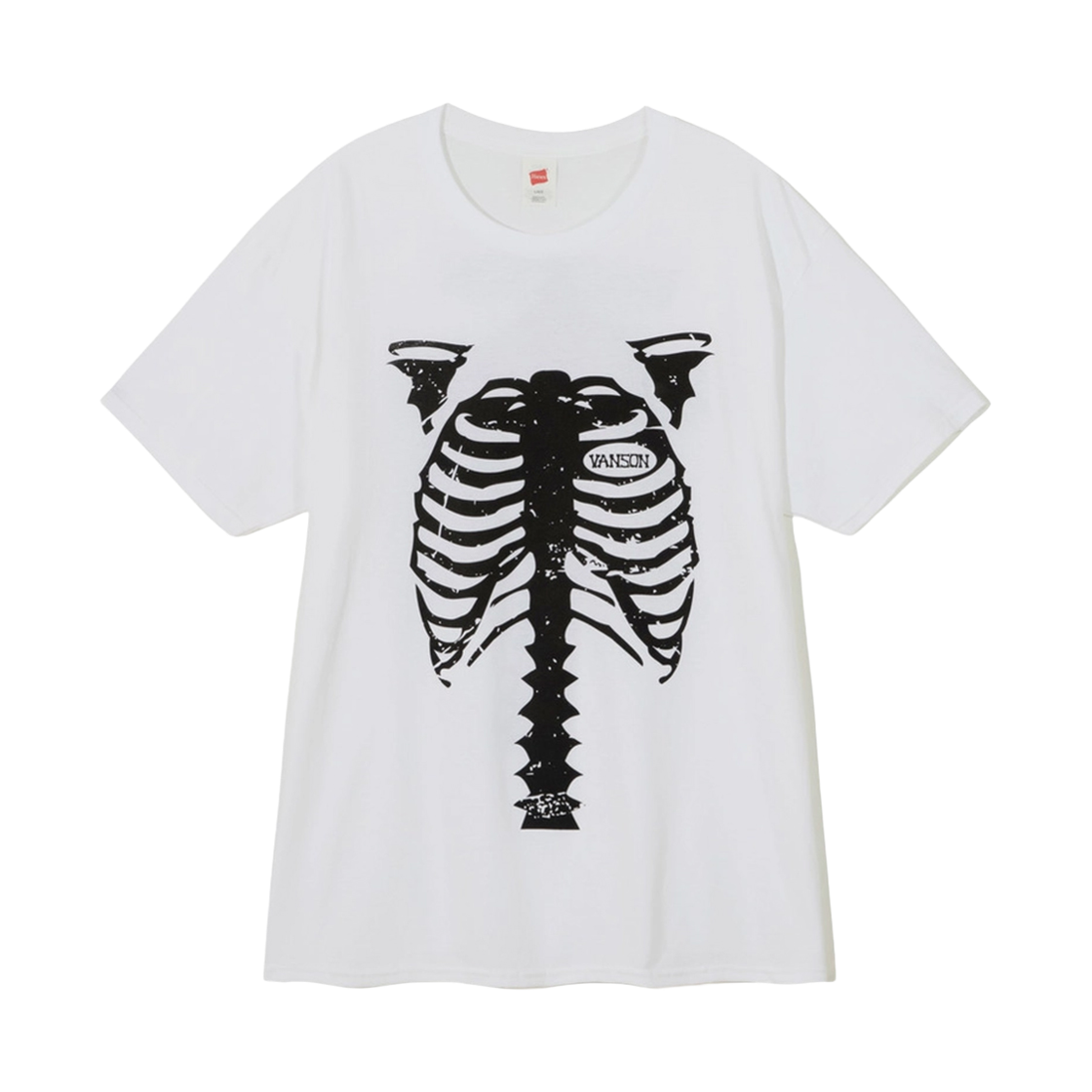 벤슨 레더 스켈레톤 본 토르소 프론트 앤드 백 티셔츠 / 화이트(Vanson Leathers Skeleton Bones Torso Front And Back T-Shirts / White)