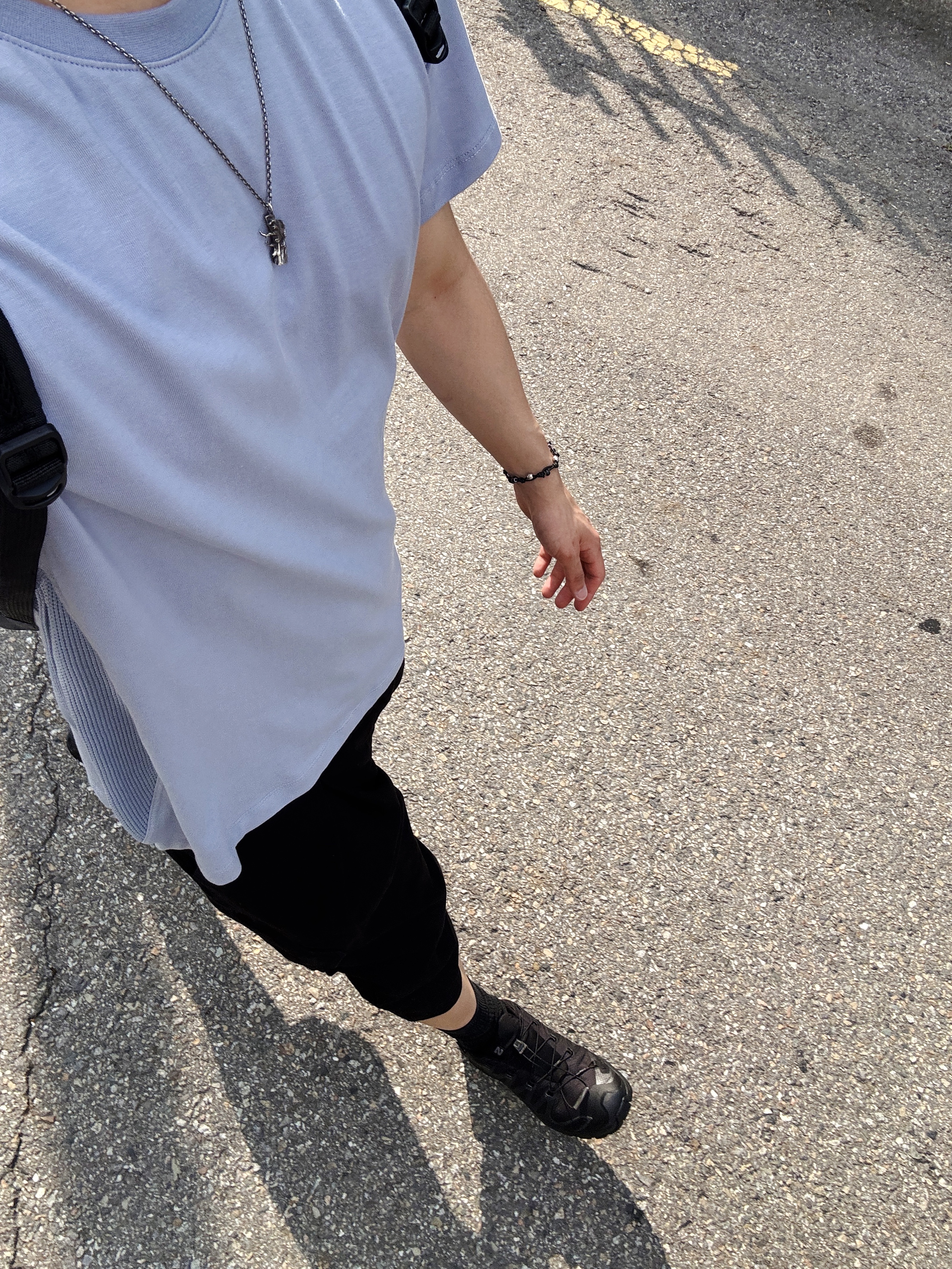 Sansan Gear Capri Pants Black_26SS, Salomon XA Pro 3D V9 Gore-Tex Wide Black Phantom 착용 스타일 - 2