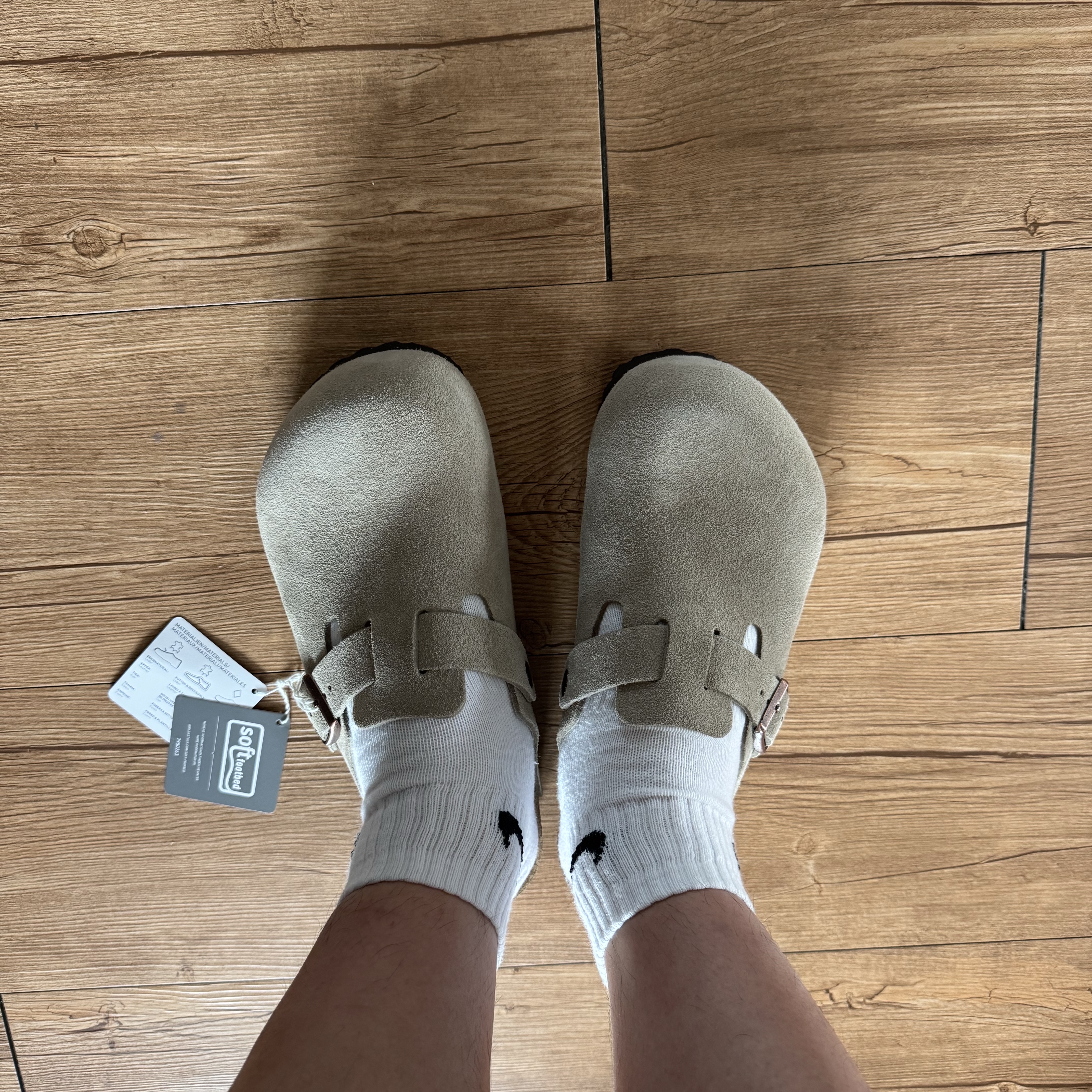 Birkenstock Boston Soft Footbed Taupe - Regular 착용 스타일 - 1