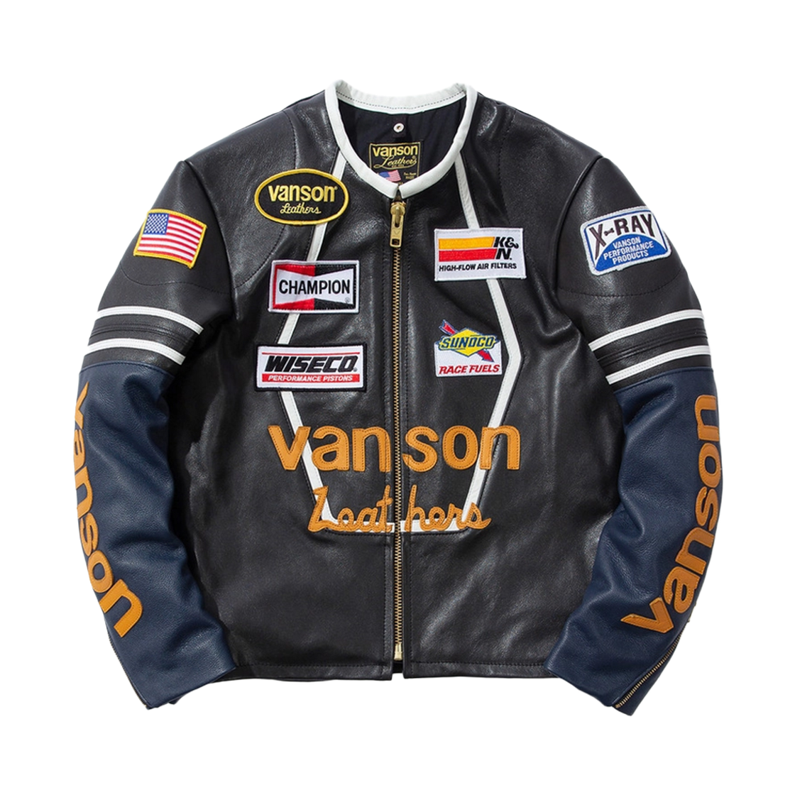 The Star  Black & White & Navy Vanson Leathers The Star  Black & White & Navy