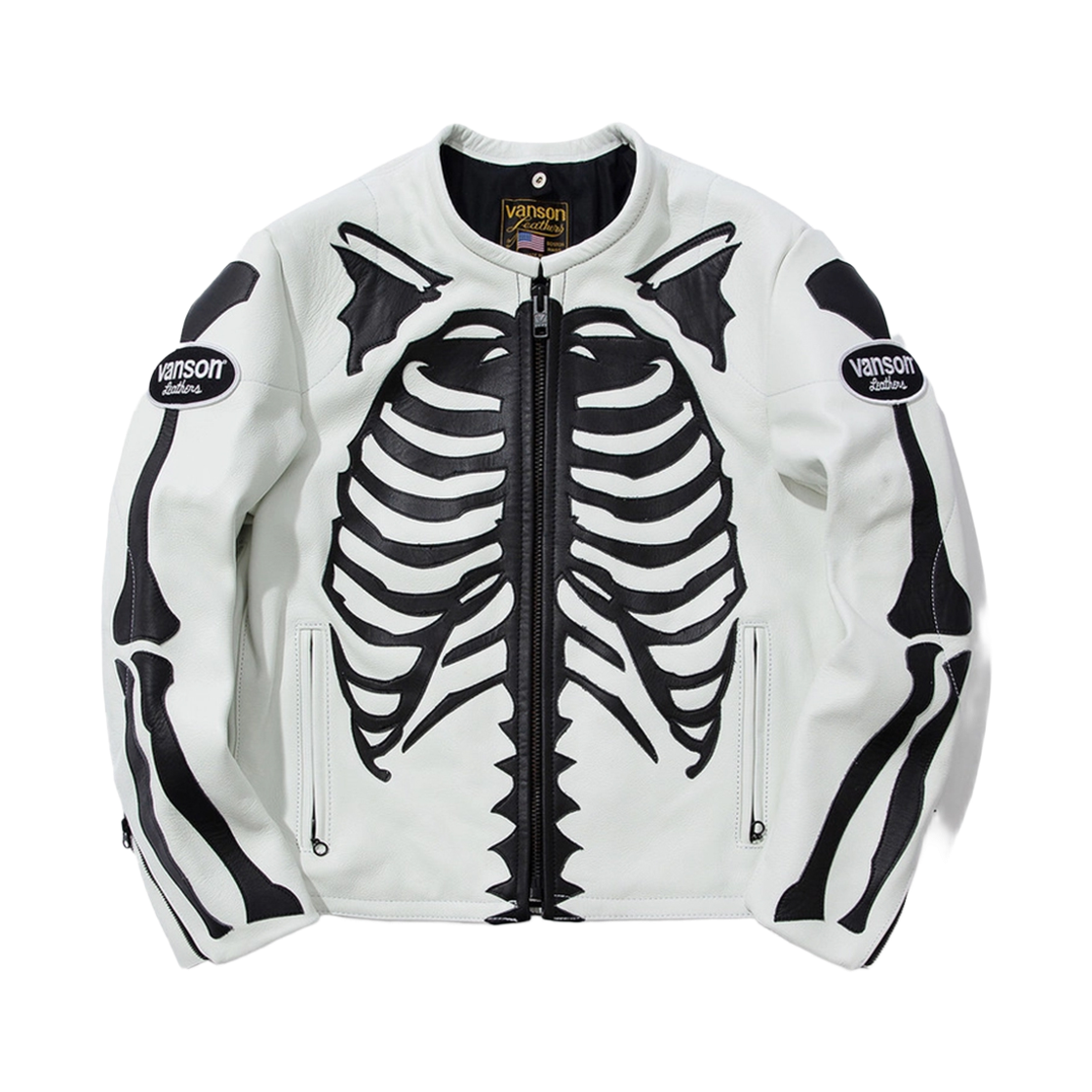 벤슨 레더 본 플랫 재킷 블랙&화이트(Vanson Leathers Bones Flat-Track Jacket Black&White) - 1