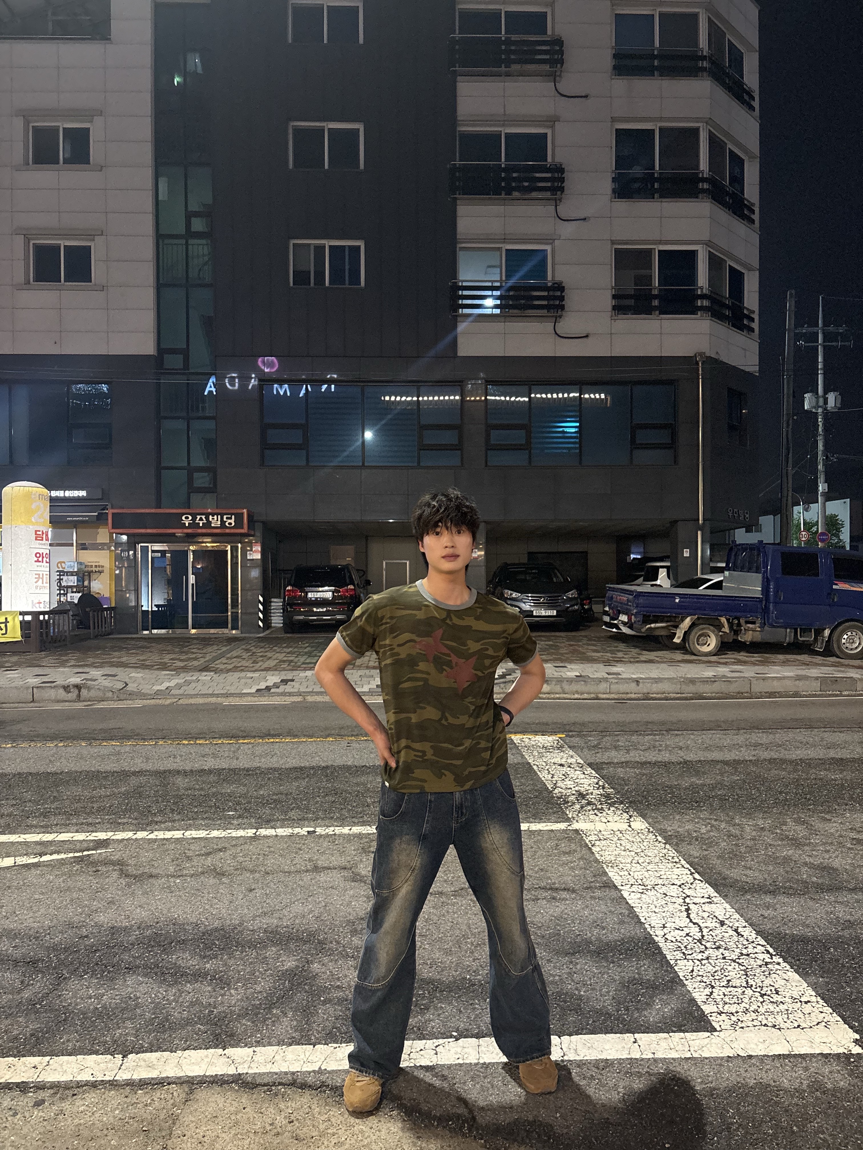 CAVISH Camo Twin Star Ringer SS Tee Camo, Mizuno LG 60S 2K Brown 착용 스타일