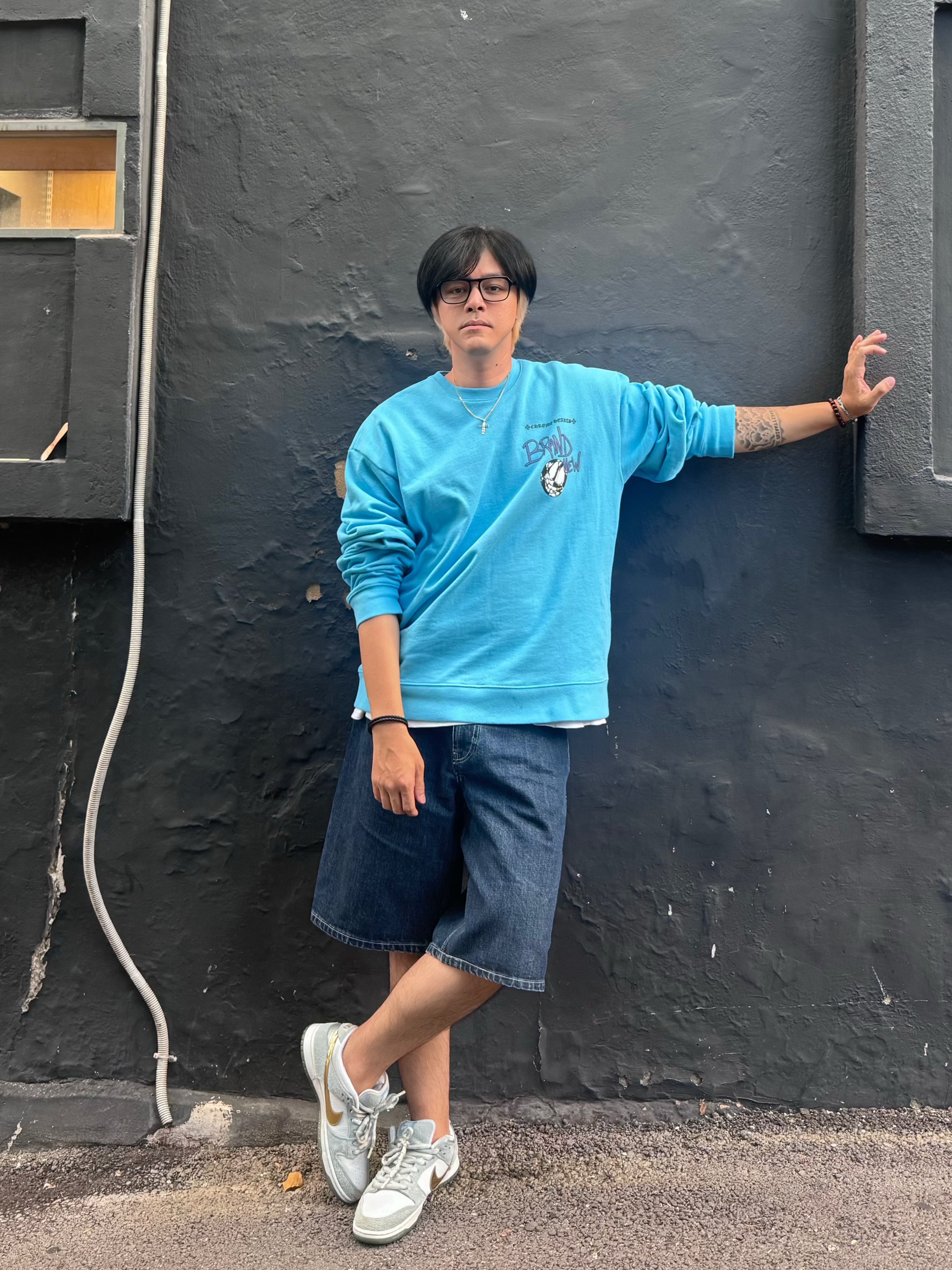 Chrome Hearts Matty Boy Brain New Sweatshirt Blue, Supreme x Nike Denim Short Indigo - 24SS 착용 스타일 - 2