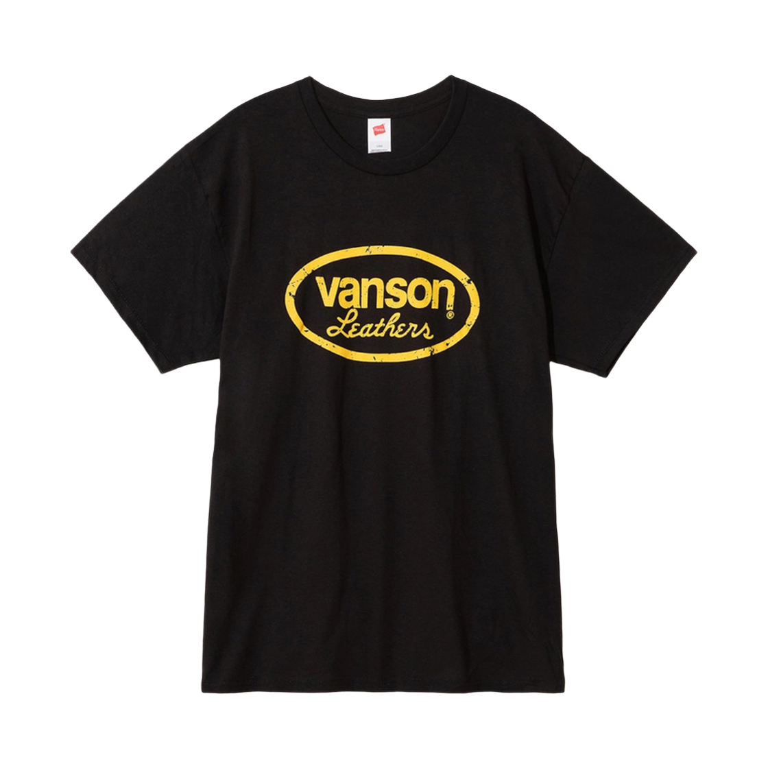 벤슨 레더 디스트레스드 오발 티셔츠 / 블랙 & 옐로우(Vanson Leathers Distressed Oval T-Shirts / Black & Yellow)