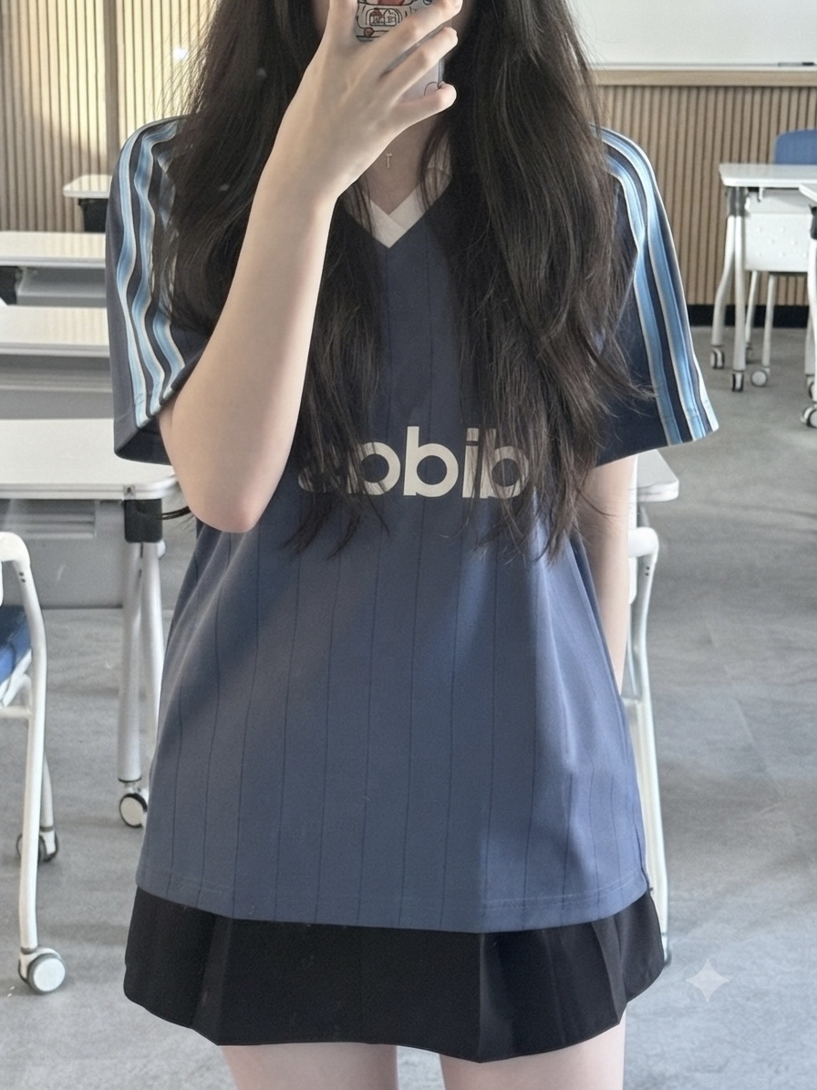 Adidas Pinstripe Jersey Preloved Ink - KR Sizing 착용 스타일