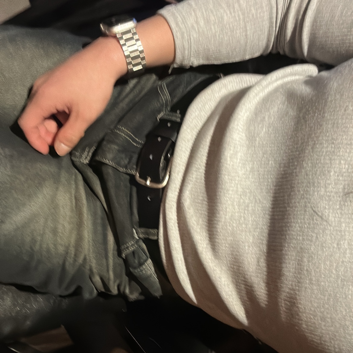 NOMANUAL NM Western Leather Belt Black 착용 스타일