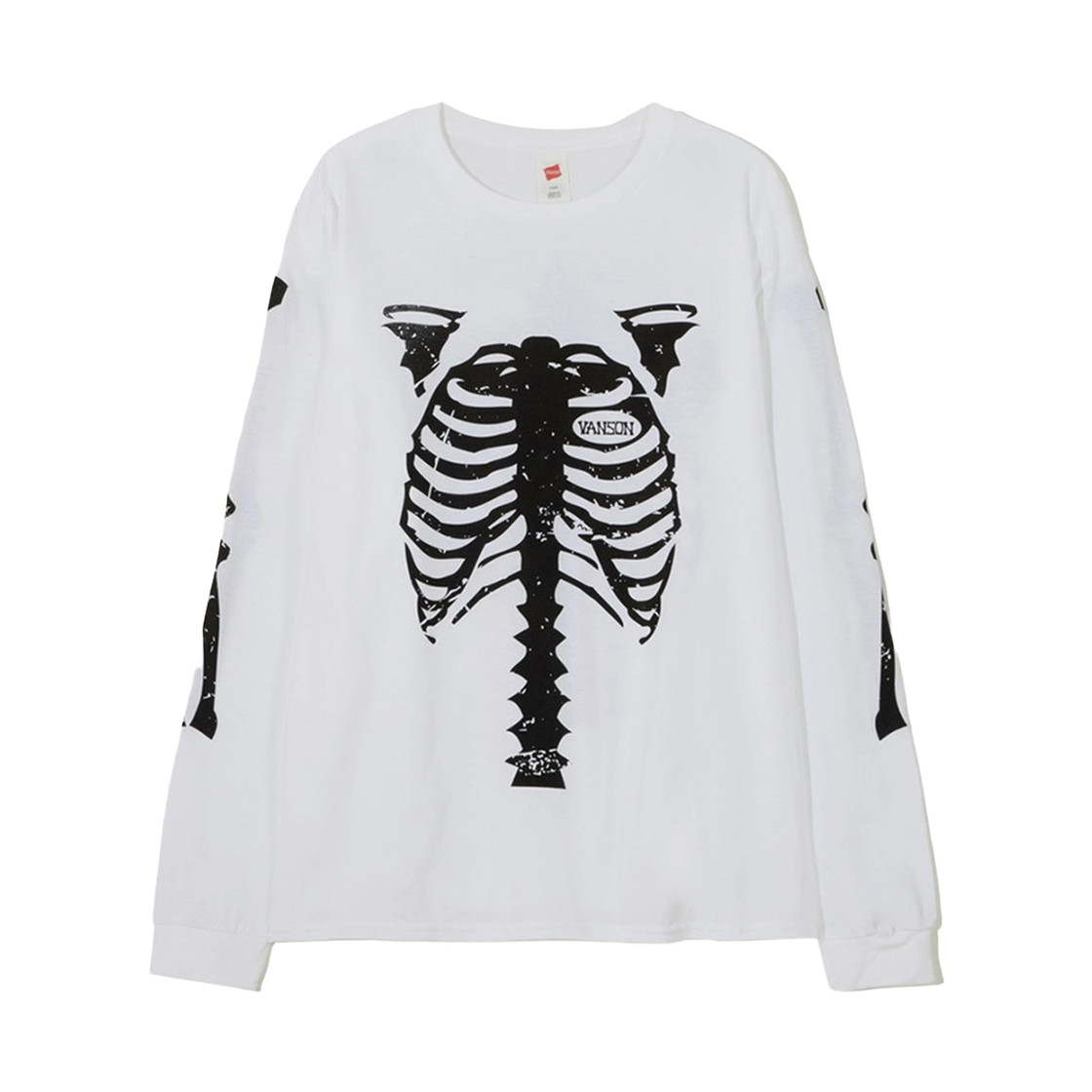 벤슨 레더 스켈레톤 롱 슬리브 화이트(Vanson Leathers Skeleton Long-Sleeve Tee White)