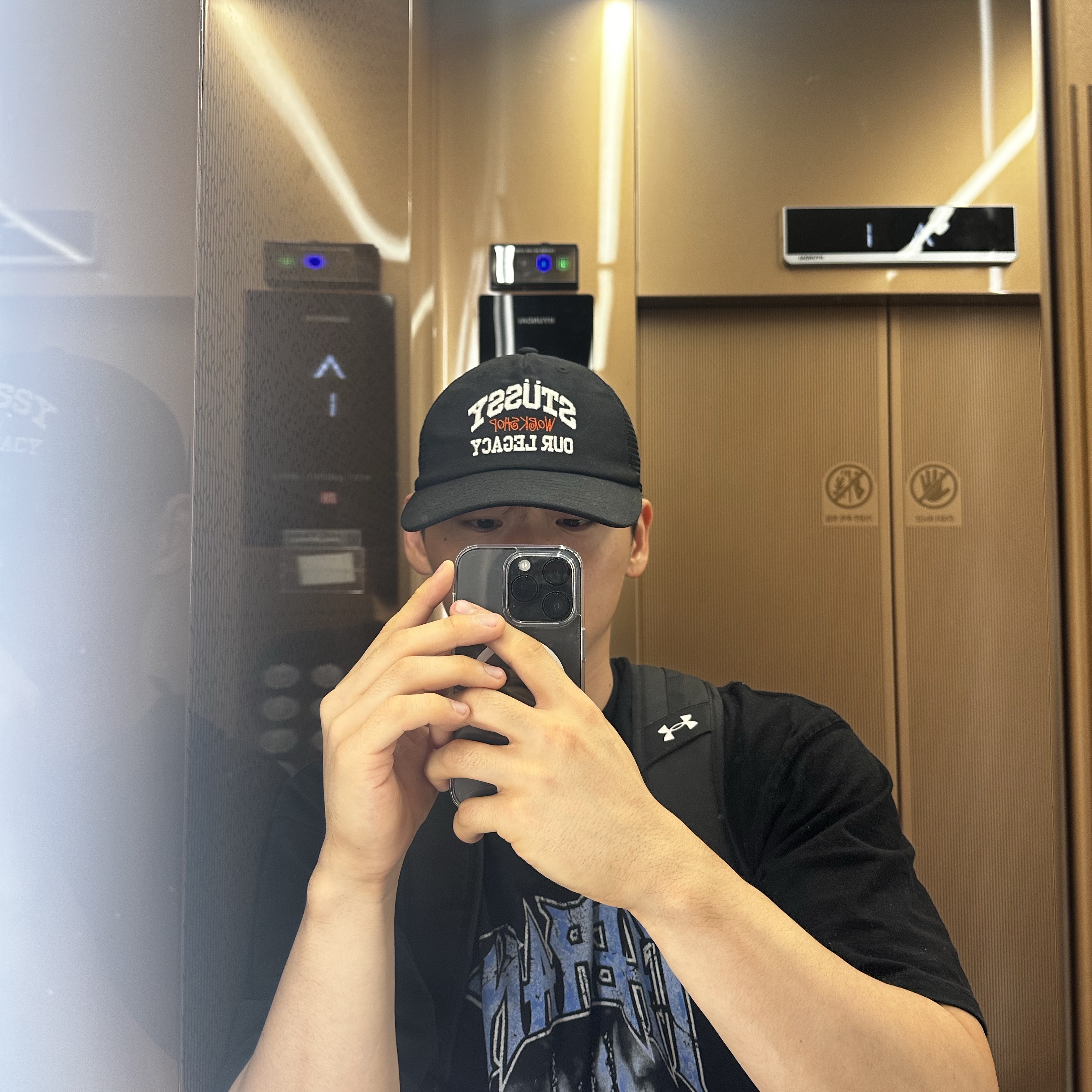 Stussy x Our Legacy Work Shop Low Profile Trucker Cap Black 착용 스타일