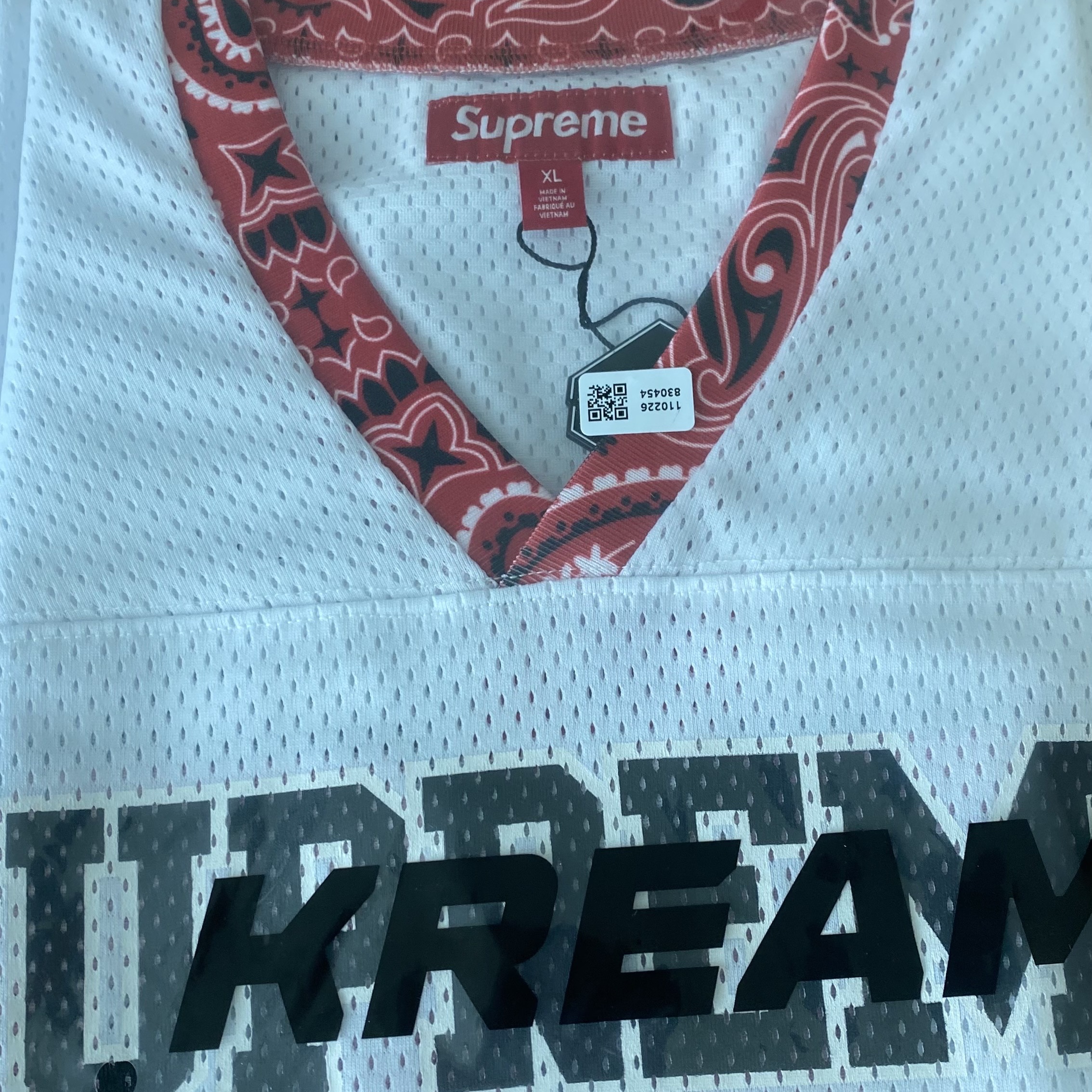 Supreme Bandana Football Jersey White - 25SS 착용 스타일