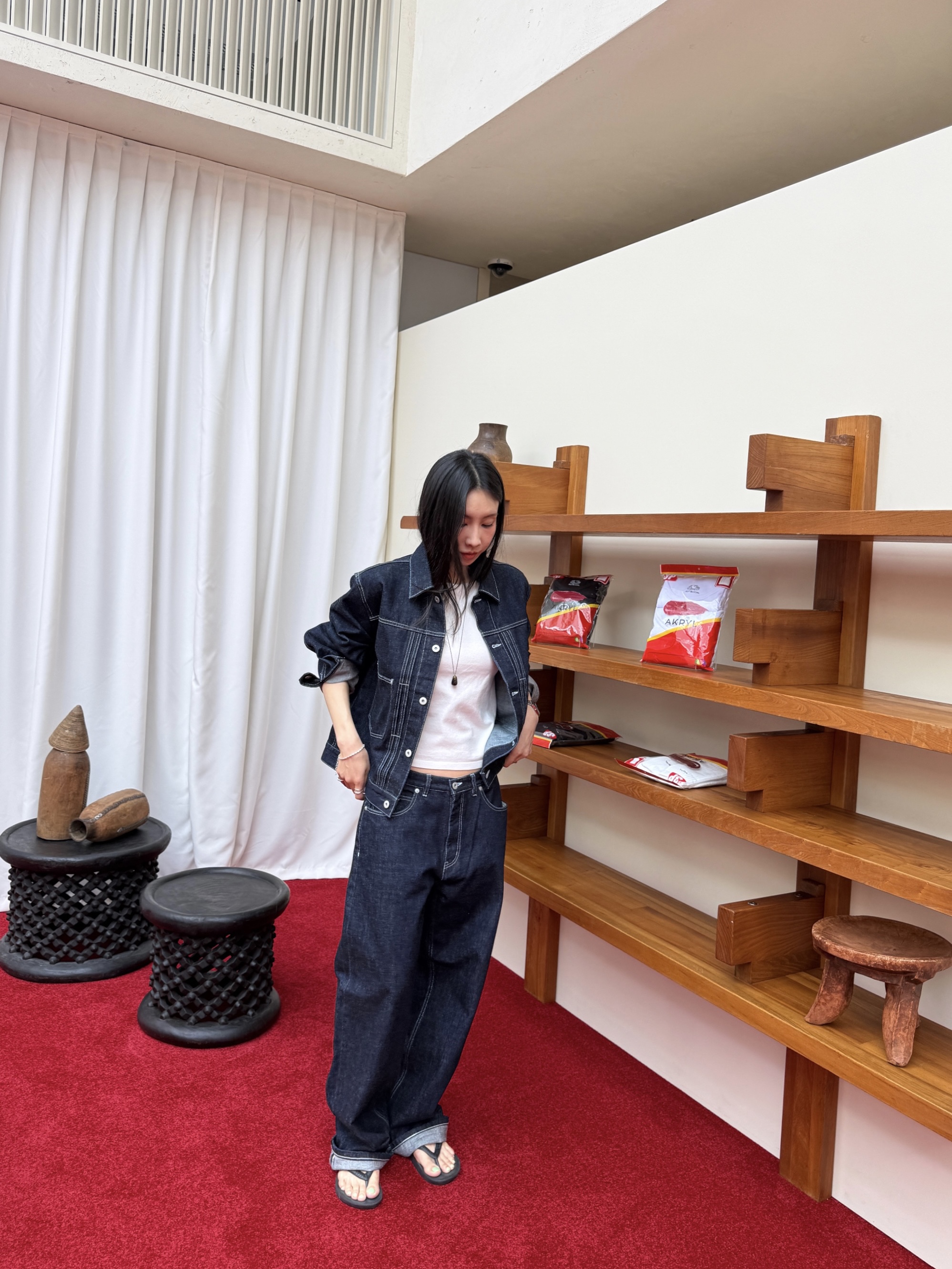 AKRYL Denim Boxy Jacket One Wash - 26FW, AKRYL Denim Boxy Pants One Wash - 26FW 착용 스타일 - 3