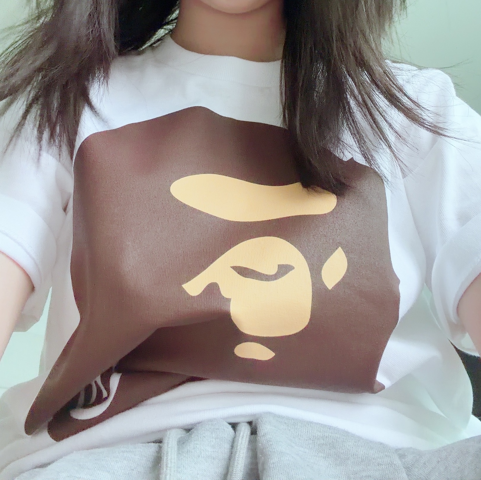 BAPE Big Ape Head T-Shirt White, Casio A-158WA-1 착용 스타일 - 4