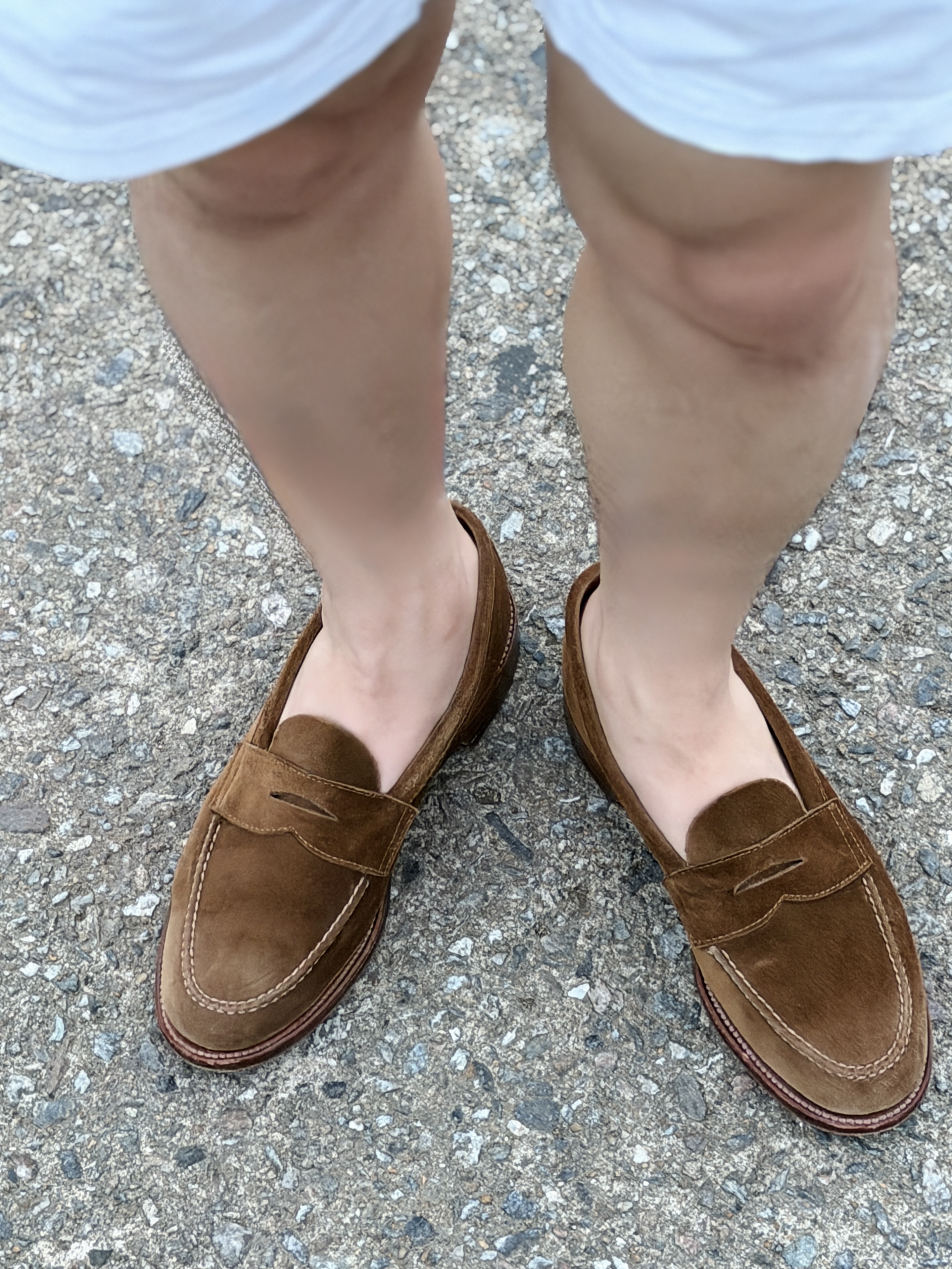 Alden 6243 Suede Unlined Flex Penny Loafer Snuff - D 착용 스타일 - 4