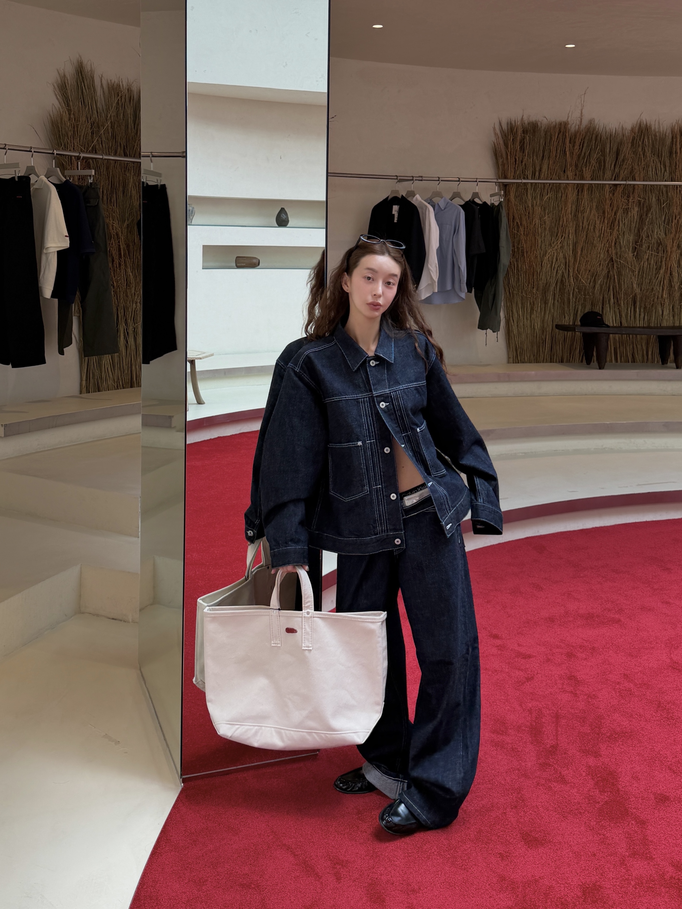 AKRYL Denim Boxy Pants One Wash - 26FW, AKRYL Denim Boxy Jacket One Wash - 26FW 착용 스타일 - 1