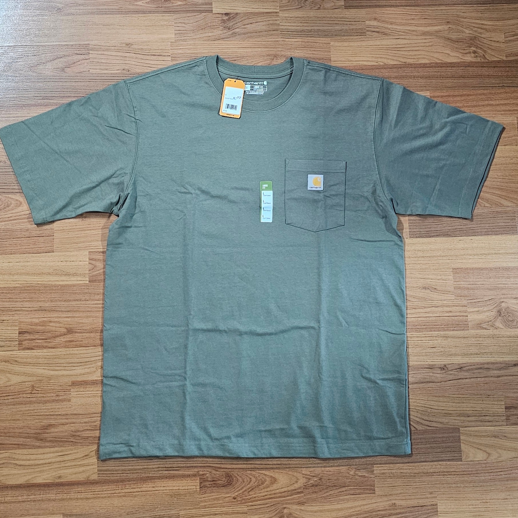 Carhartt Loose Fit Heavyweight Regular Short Sleeve Pocket T-Shirt Dusty Olive 착용 스타일 - 2