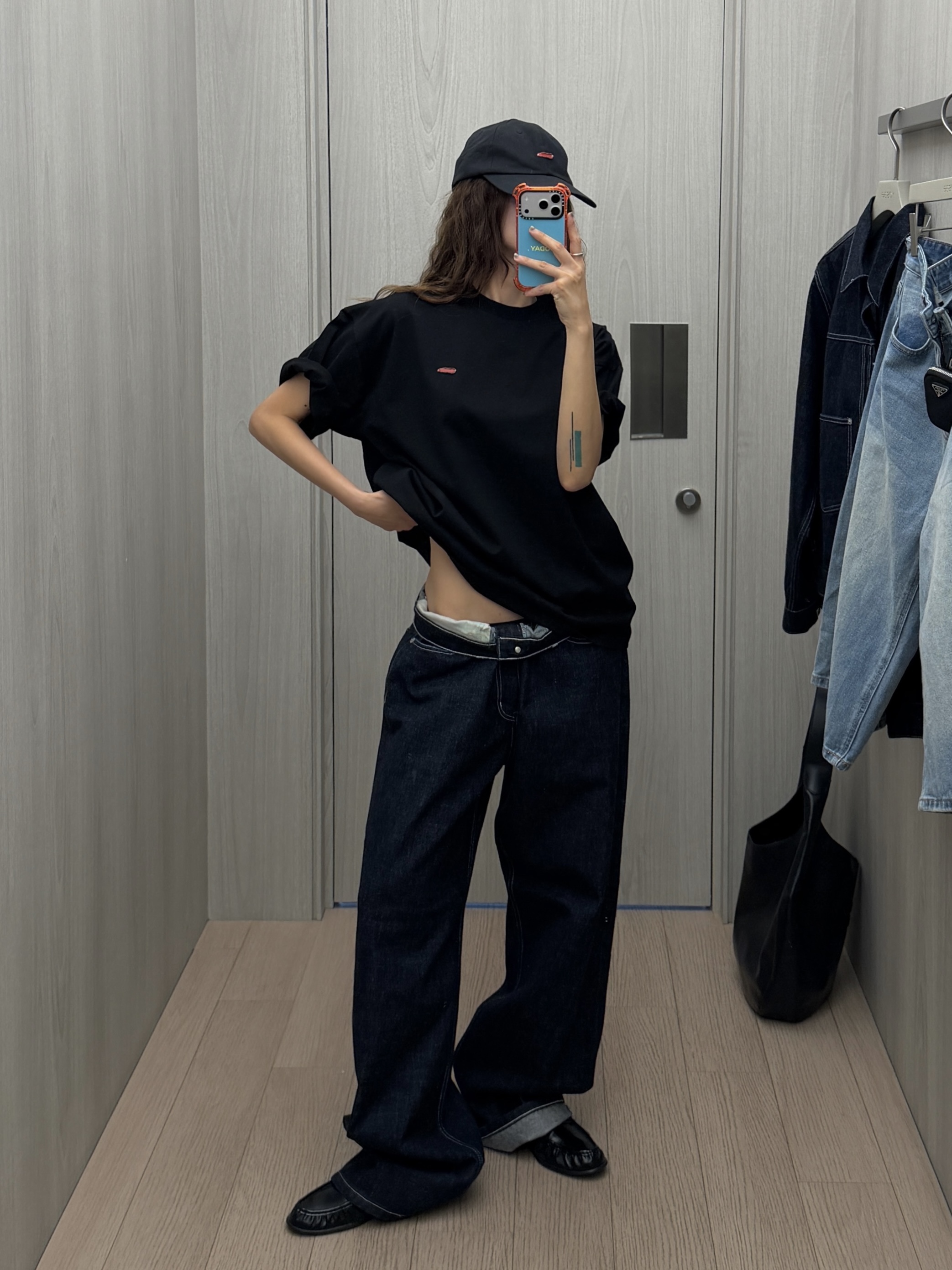 AKRYL Denim Boxy Pants One Wash - 26FW, AKRYL Denim Boxy Jacket One Wash - 26FW 착용 스타일 - 7