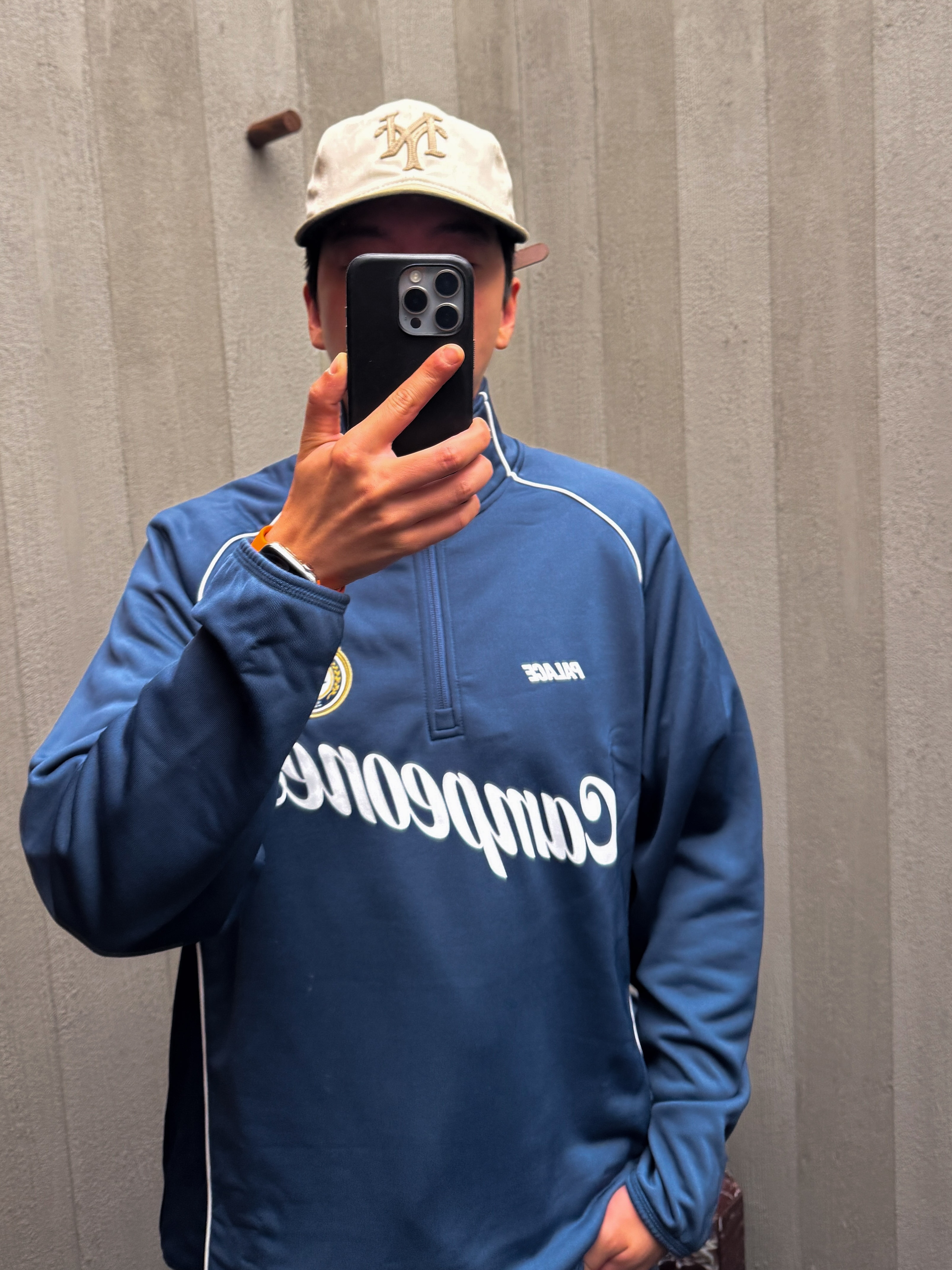 Palace Copa 1/4 Zip Techy Fleece Navy - 26SS 착용 스타일