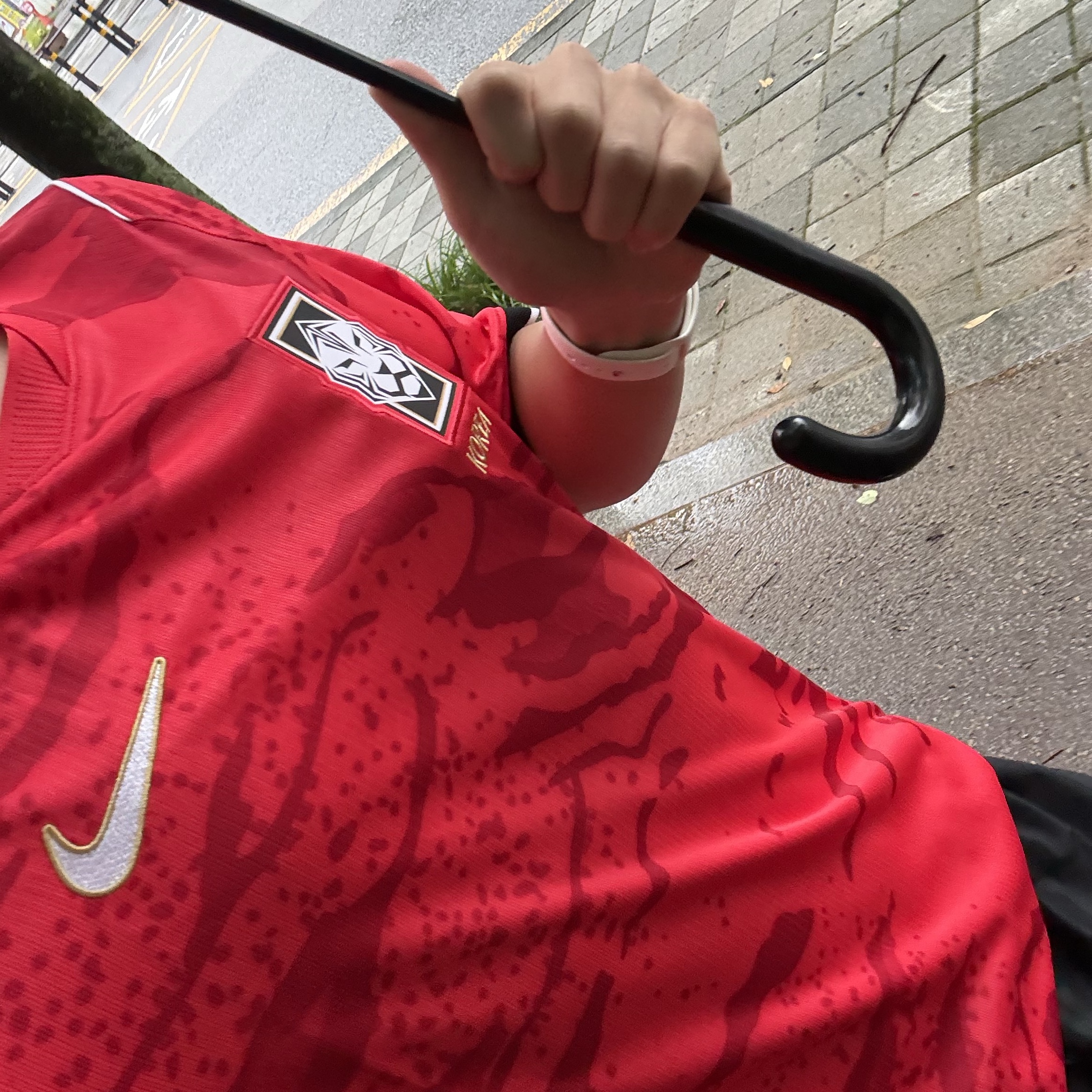 Nike Korea 2026 Stadium Home Dri-Fit Soccer Replica Jersey Global Red Black (Non Marking Ver.) 착용 스타일 - 2