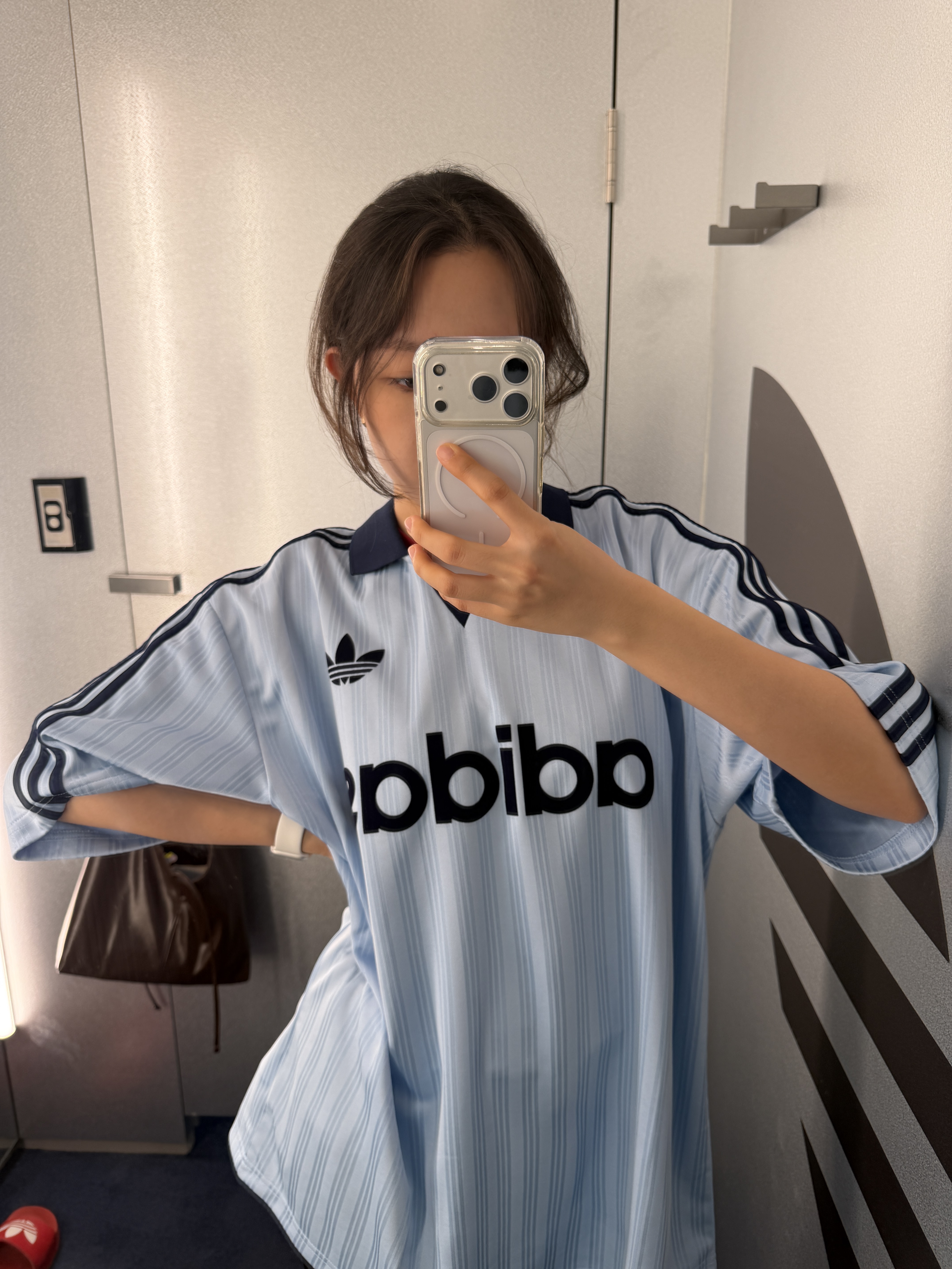 Adidas Originals Collared Goalie Top Clear Sky - KR Sizing 착용 스타일 - 2
