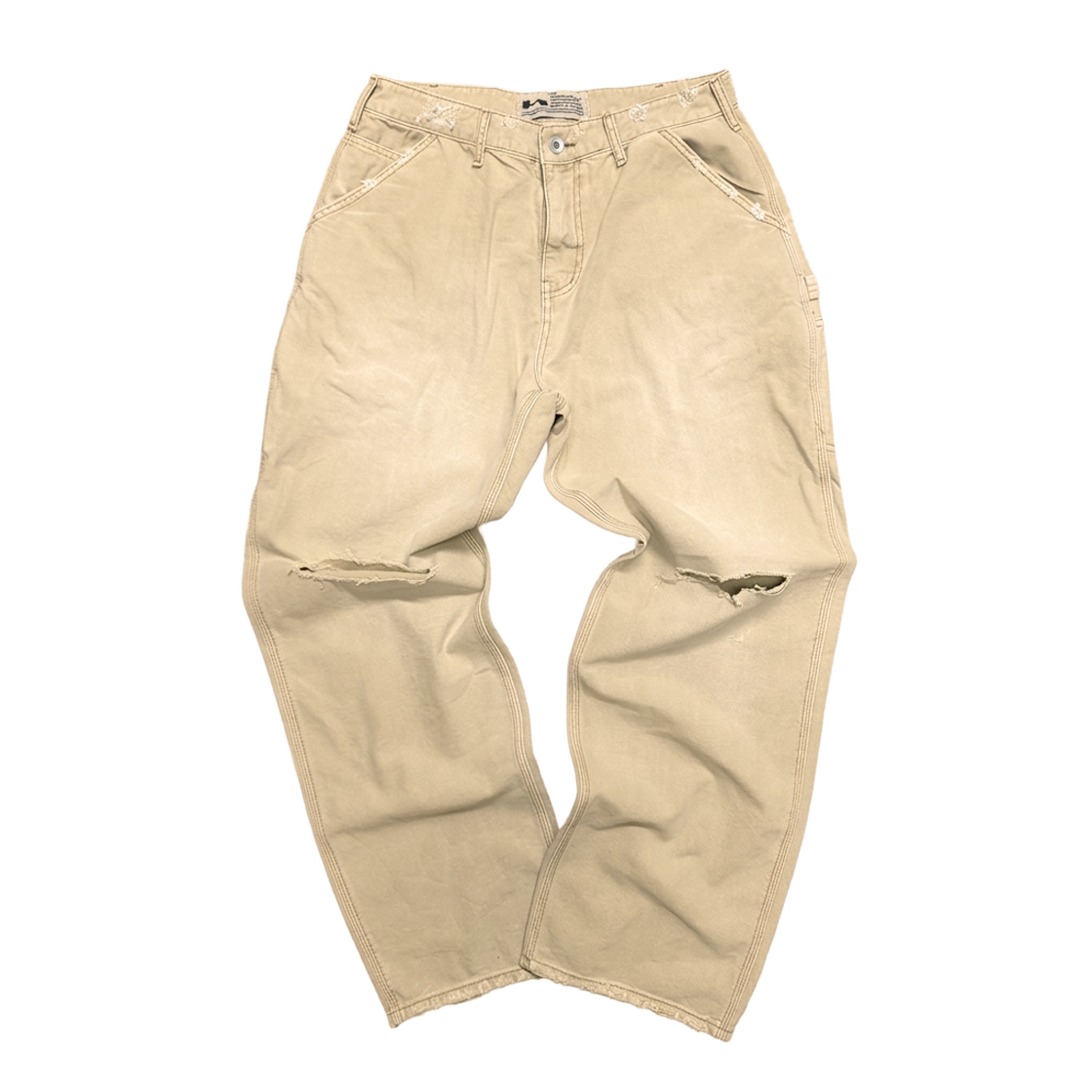 홈리스 디스트레스 빈티지 팬츠 베이지(Hommless Distressed VTG Pants Beige)