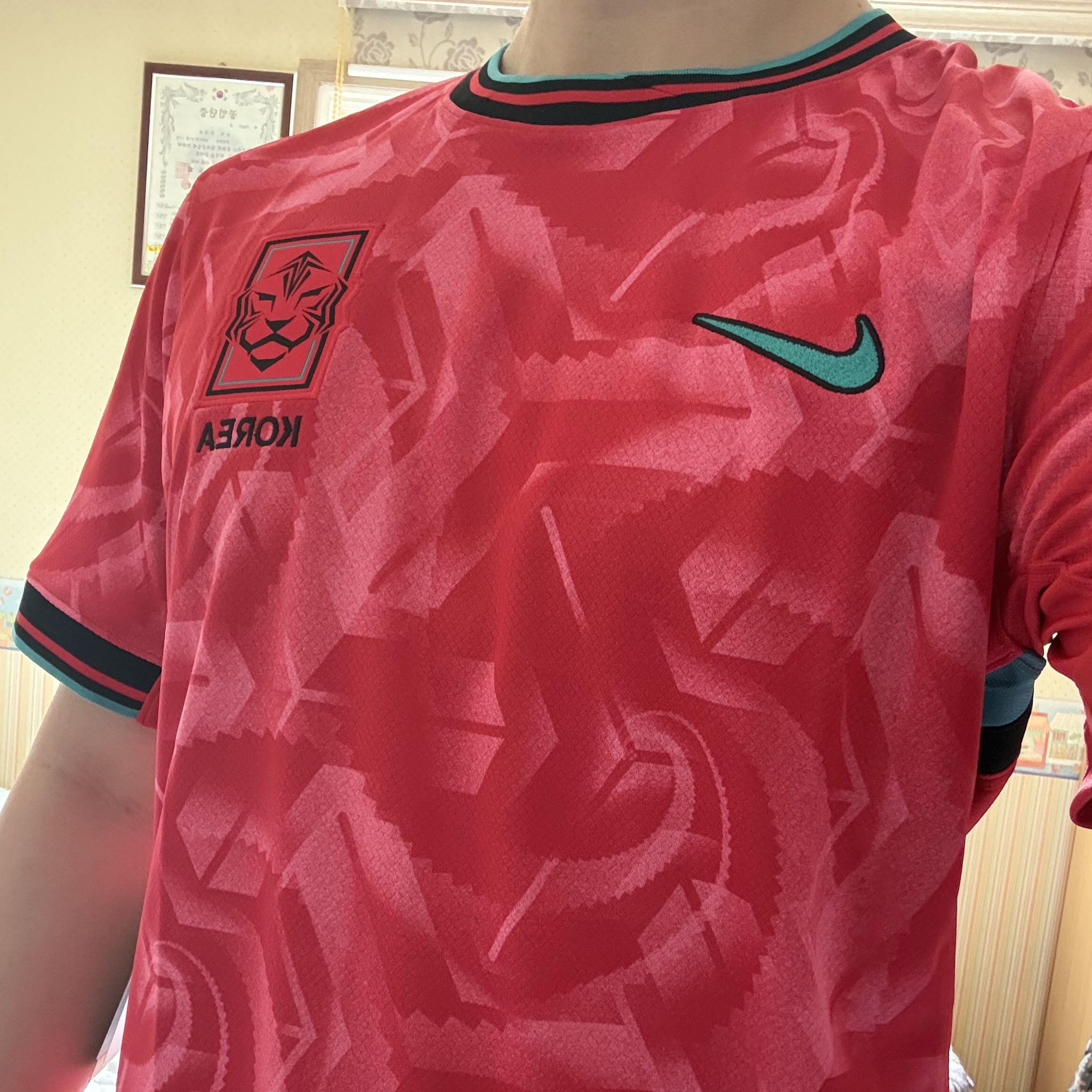 Nike Korea 2023/24 Dri-Fit Stadium Home Replica Jersey Black Global Red - Asia (Non Marking Ver.) 착용 스타일 - 1