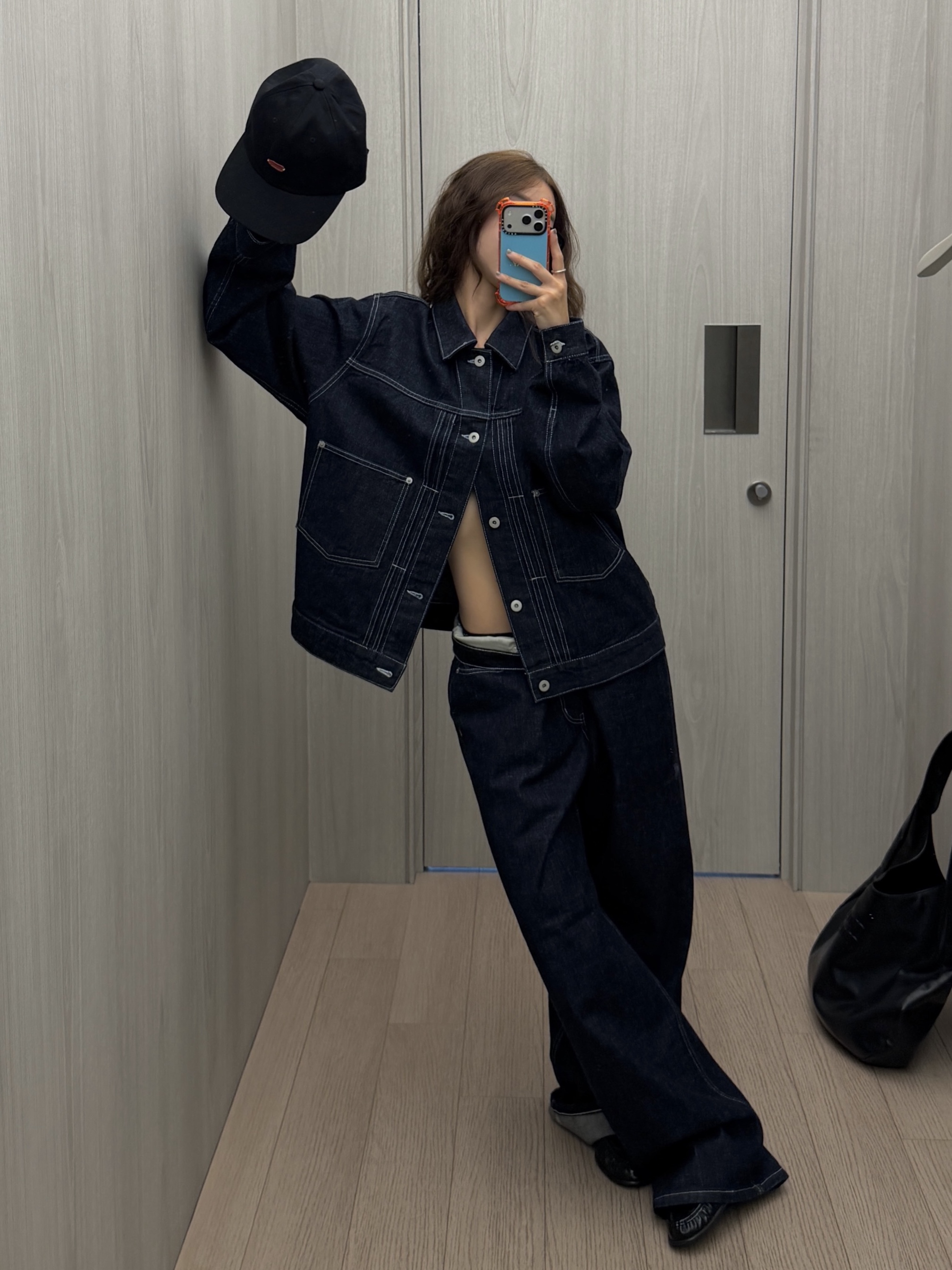 AKRYL Denim Boxy Pants One Wash - 26FW, AKRYL Denim Boxy Jacket One Wash - 26FW 착용 스타일 - 10