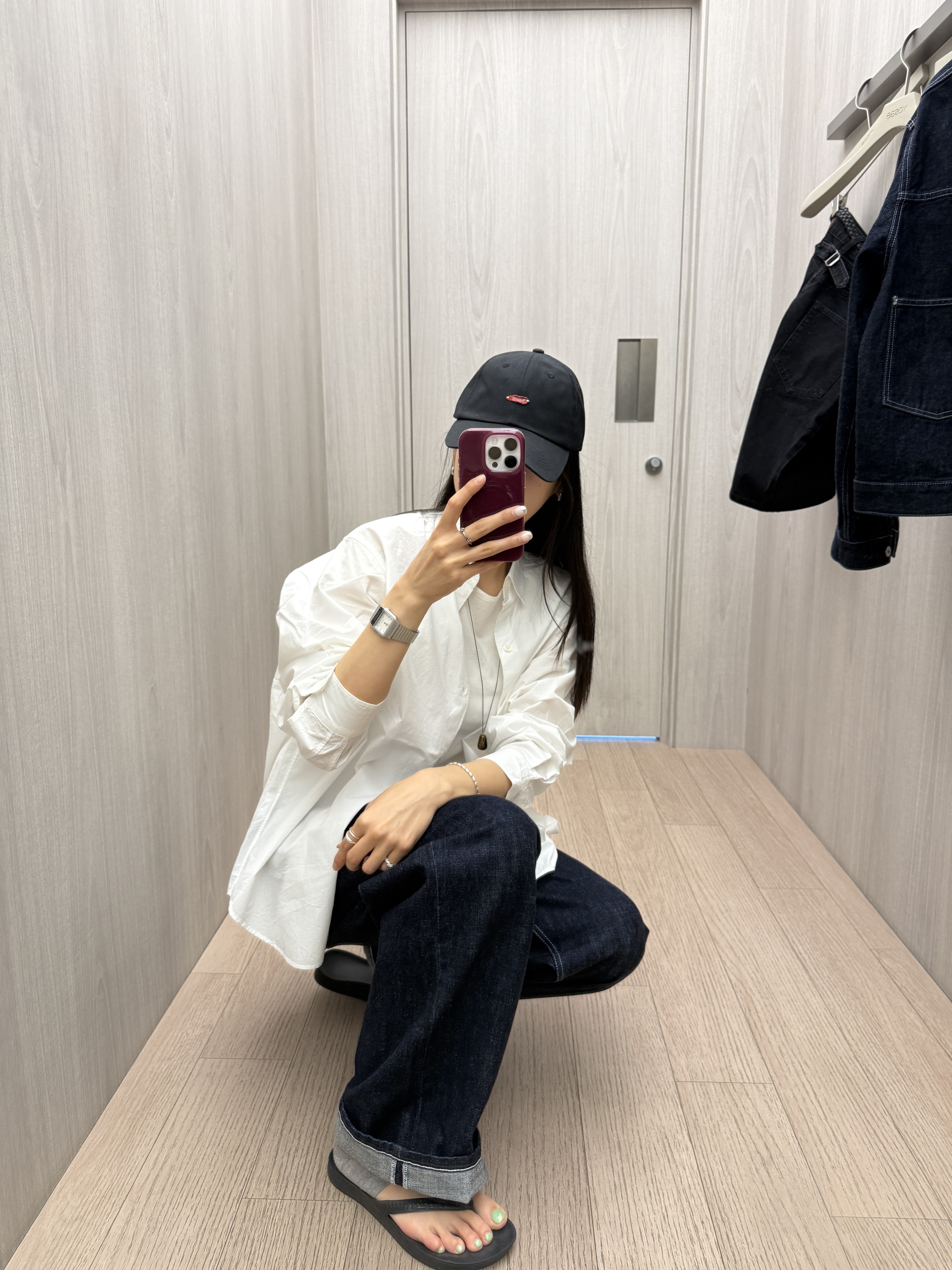 AKRYL Denim Boxy Jacket One Wash - 26FW, AKRYL Denim Boxy Pants One Wash - 26FW 착용 스타일 - 8