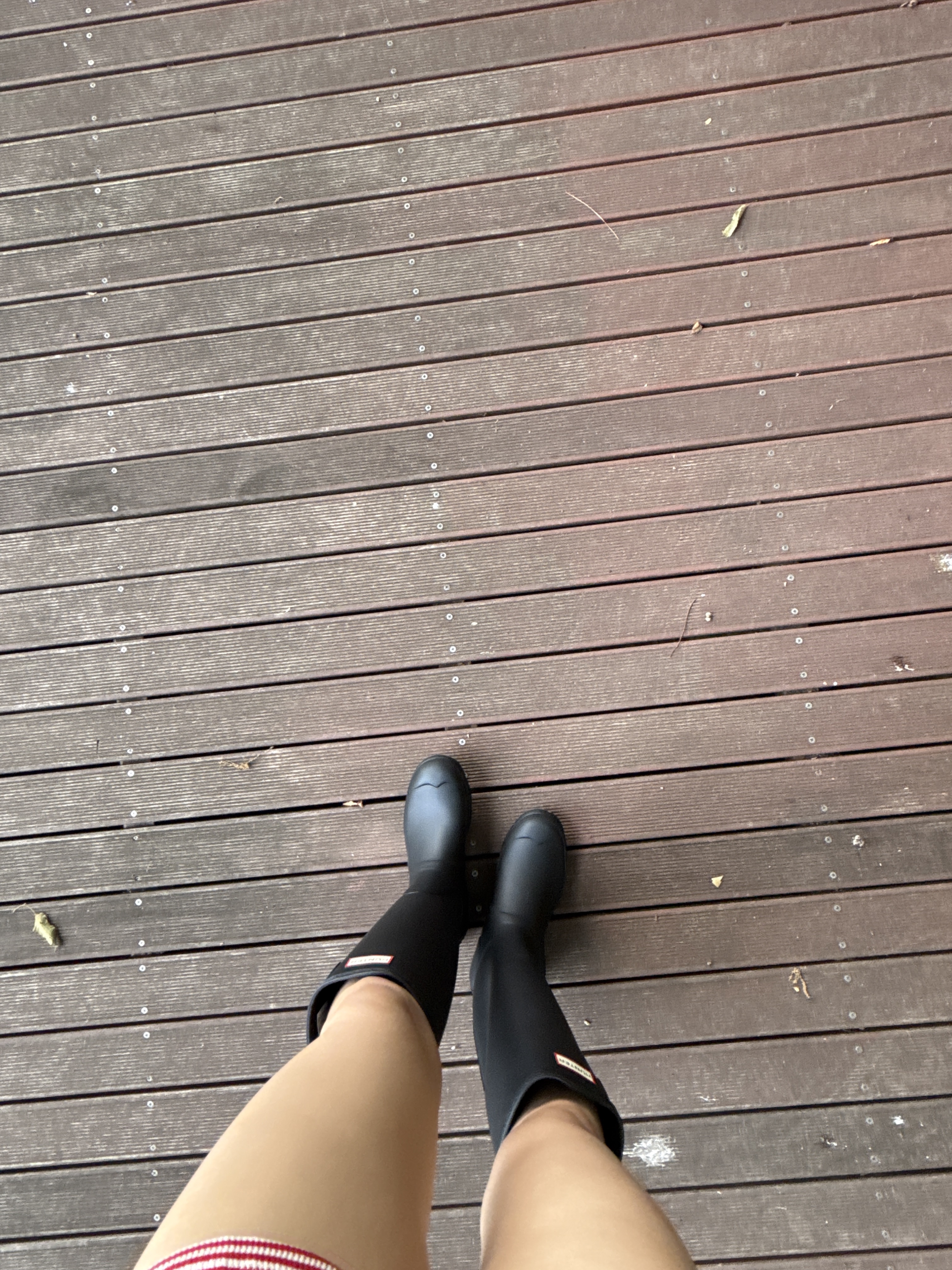 (W) Hunter Original Tall Rain Boots Black 착용 스타일 - 7