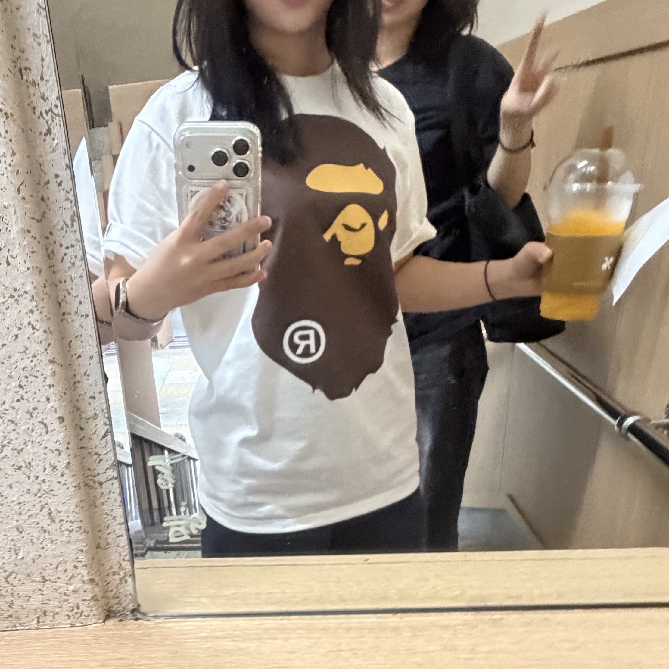 BAPE Big Ape Head T-Shirt White, Casio A-158WA-1 착용 스타일 - 3