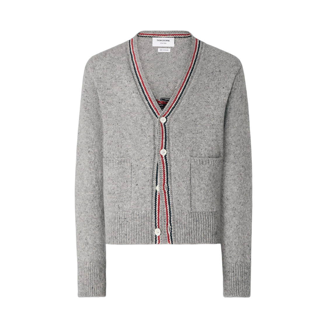톰브라운 도네갈 인타르시아 헥터 패치워크 가디건 라이트 그레이(Thom Browne Donegal Intarsia Hector Patchwork Cardigan Light Grey)