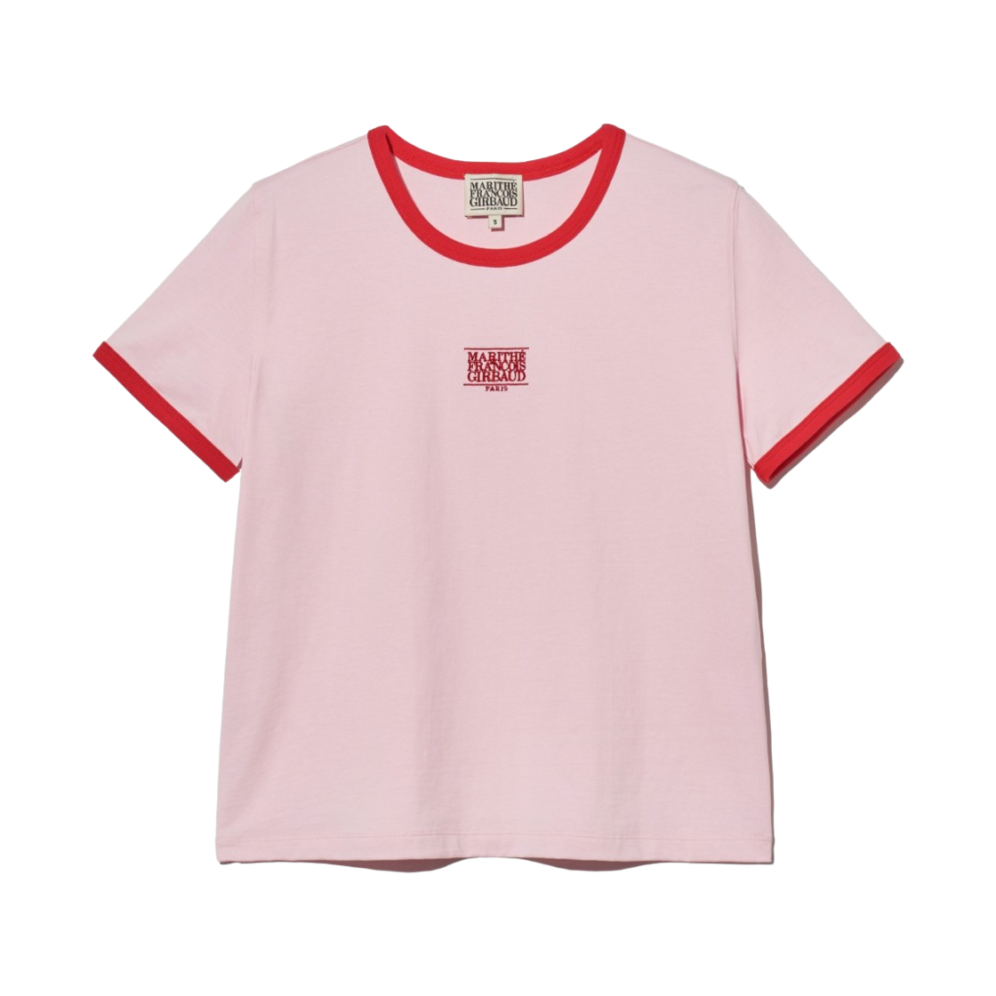 (W) 마리떼 프랑소와 저버 클래식 로고 링거 티셔츠 핑크((W) Marithe Francois Girbaud Classic Logo Ringer T-Shirt Pink)