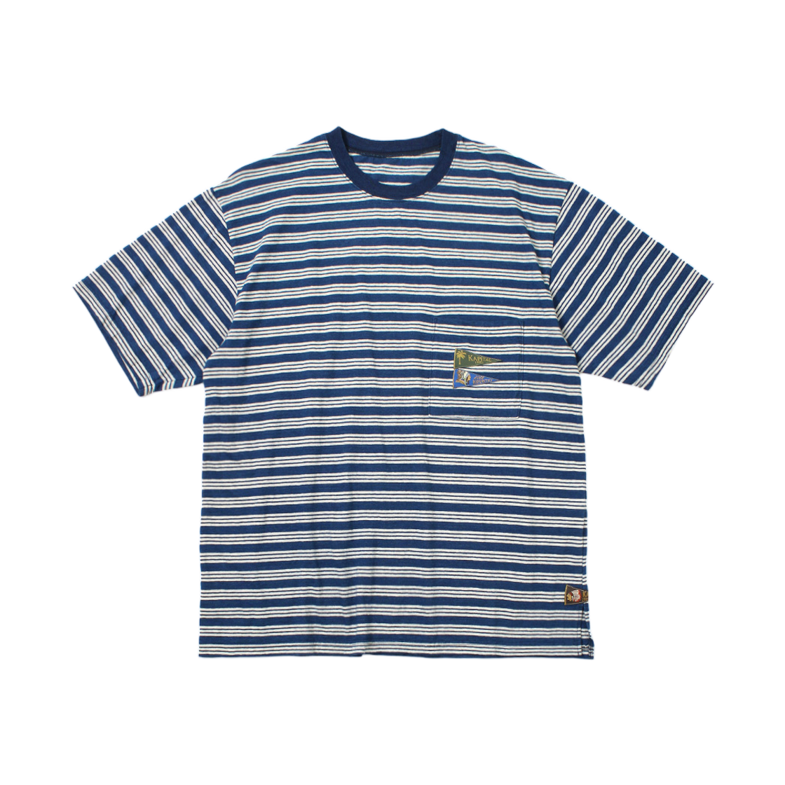 K2606SC218 Kapital Idg Border Jersey Pennant T-Shirt 3 Flags Stripes