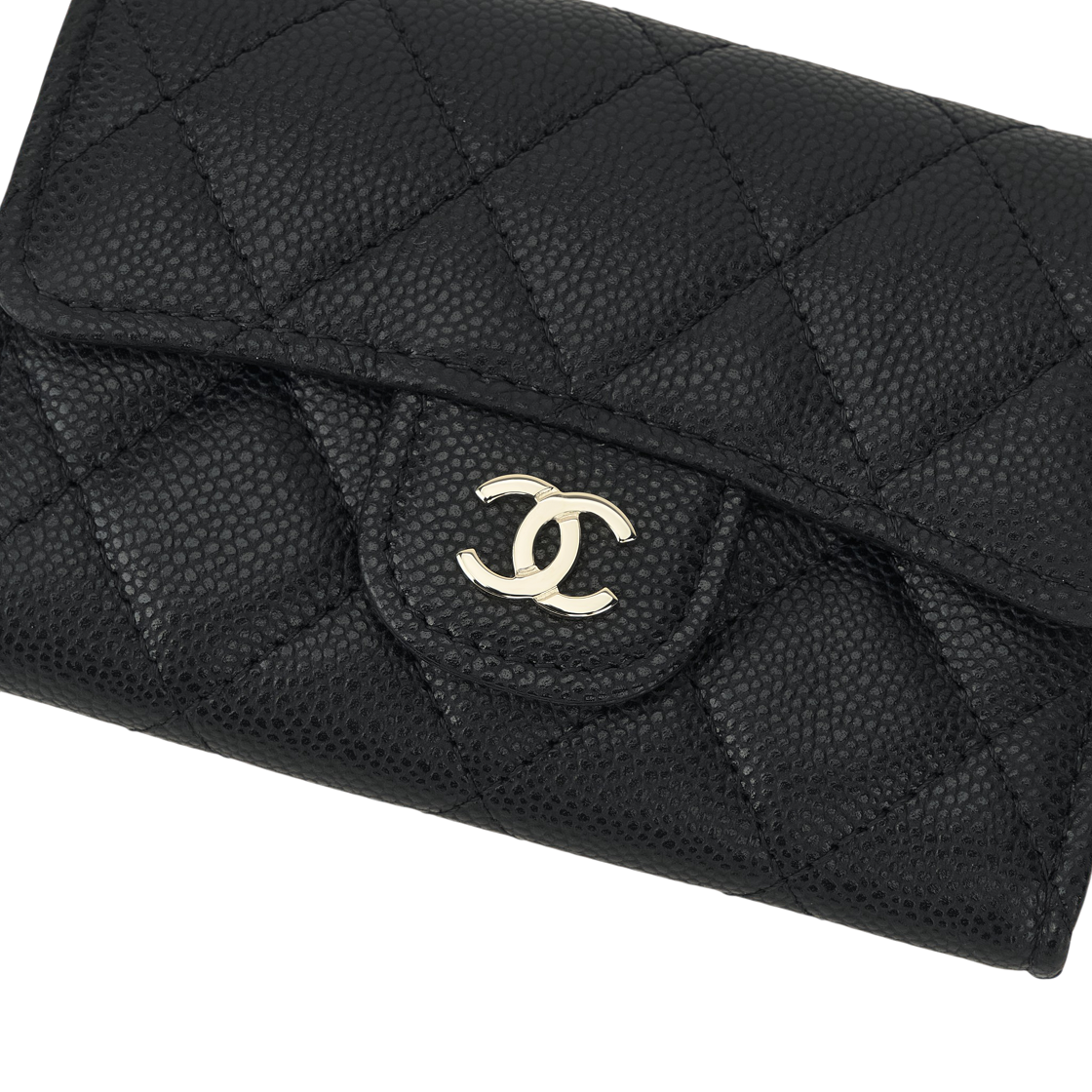 샤넬 클래식 플랩 지퍼 카드 홀더 그레인드 샤이니 카프스킨 & 골드 메탈 블랙(Chanel Classic Flap Zipped Card Holder Grained Shiny Calfskin & Gold Metal Black) - 4