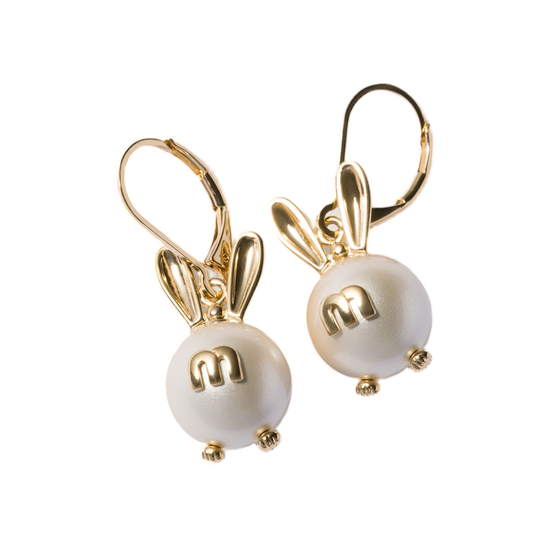 5IO496-2G9O-F0SAJ Miu Miu Metal Earrings with Pendant Gold Cream