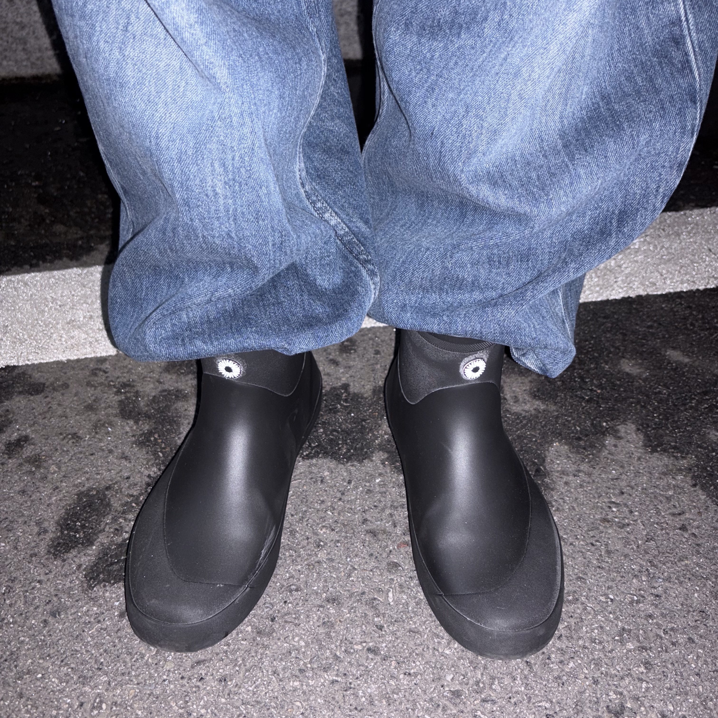 (W) Rockfishweatherwear x 999Humanity Shiny Ebby Short Rain Boots Black 착용 스타일