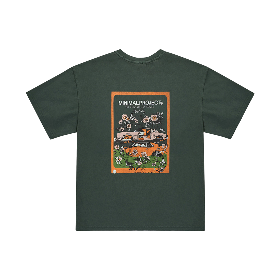 미니멀프로젝트 플라워 프레임 피그먼트 반팔티셔츠 MST164 블루 그린(MINIMALPROJECT Flower Frame Pigment Short Sleeve T-Shirt MST164 Bluegreen)