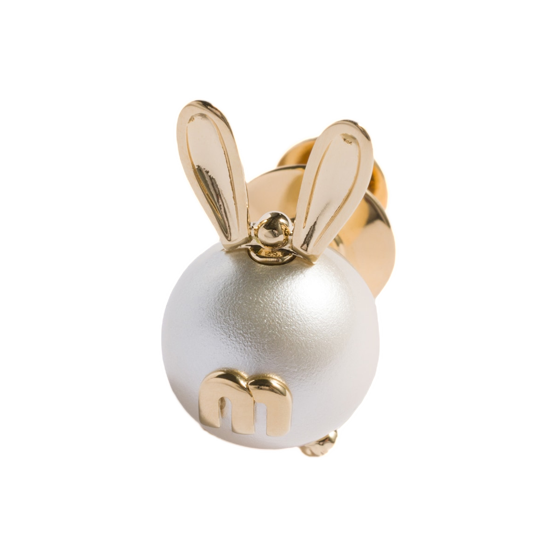 5IS191-2G9O-F0SAJ Miu Miu Metal Brooch Gold Cream