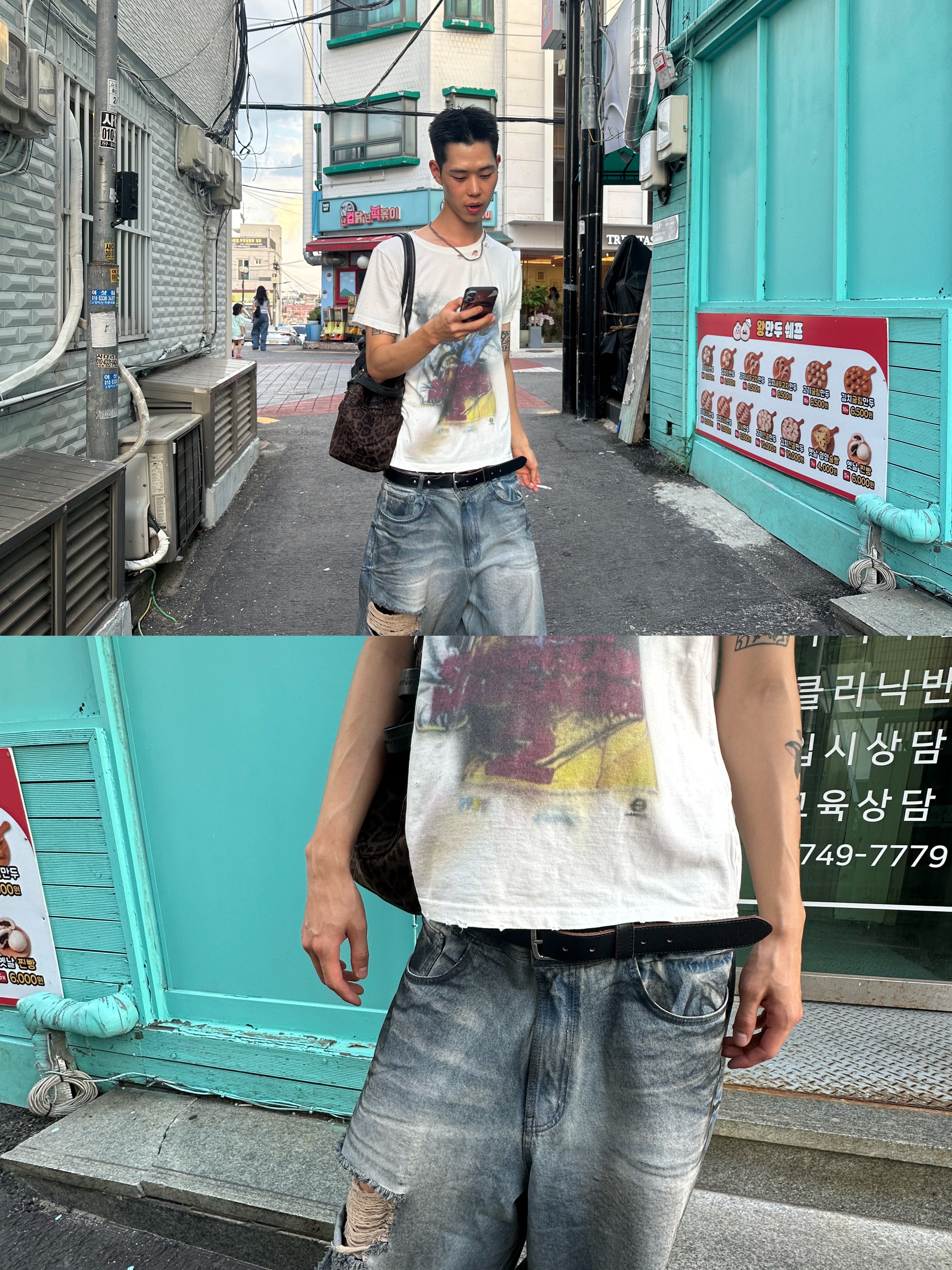 Stussy Rodeo Belt Black, Converse x Drkshdw Turbowpn Black Cream 착용 스타일 - 1