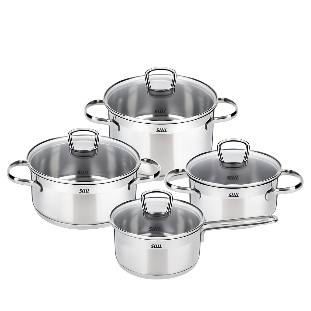 SILIT021 Silit Silissome Lombardia Stainless Steel Pot 4‑Piece Set (16cm Saucepan + 16cm Low Pot + 20cm Low Pot + 20cm High Pot)