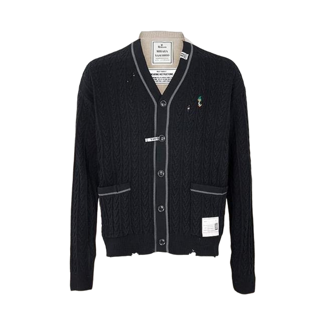 메종 미하라 야스히로 프론트 백 컴바인드 니트 가디건 블랙(Maison Mihara Yasuhiro Front Back Combined Knit Cardigan Black)