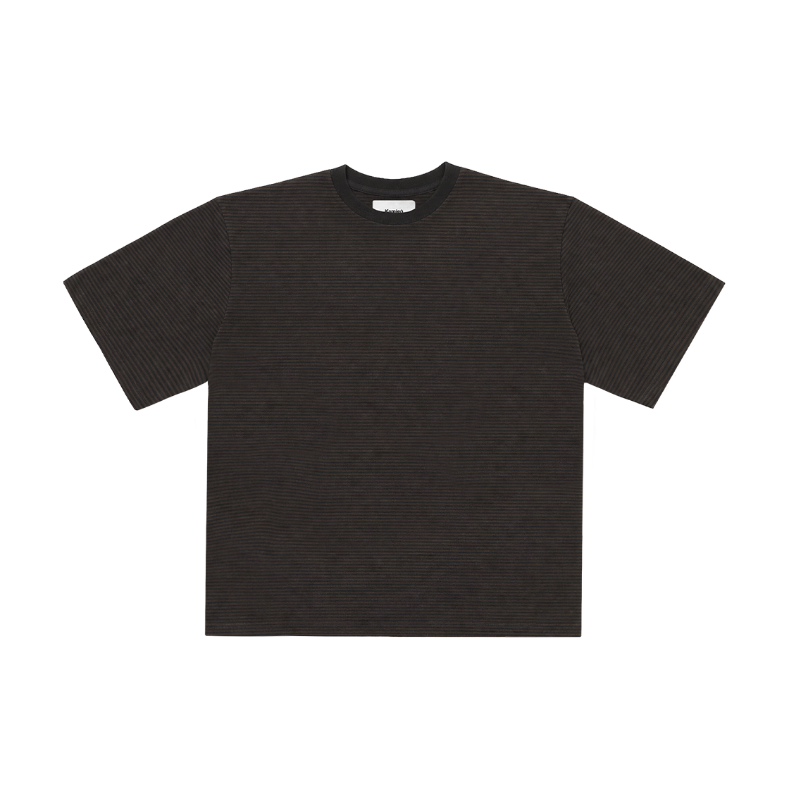 카미엔 백 플리츠 스트라이프 티 브라운(Kamien Back Pleats Stripe Tee Brown)