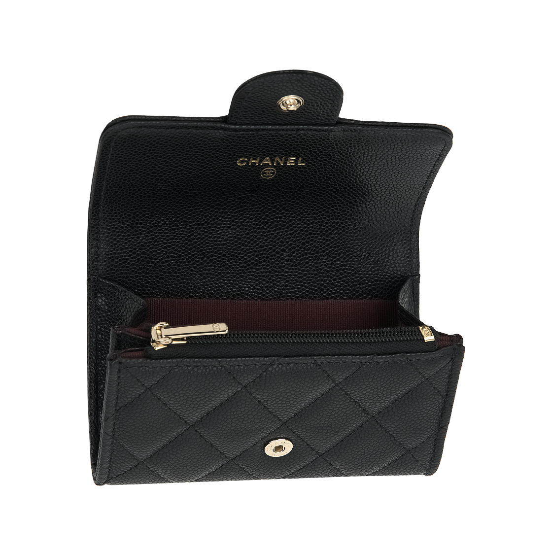 샤넬 클래식 플랩 지퍼 카드 홀더 그레인드 샤이니 카프스킨 & 골드 메탈 블랙(Chanel Classic Flap Zipped Card Holder Grained Shiny Calfskin & Gold Metal Black) - 3
