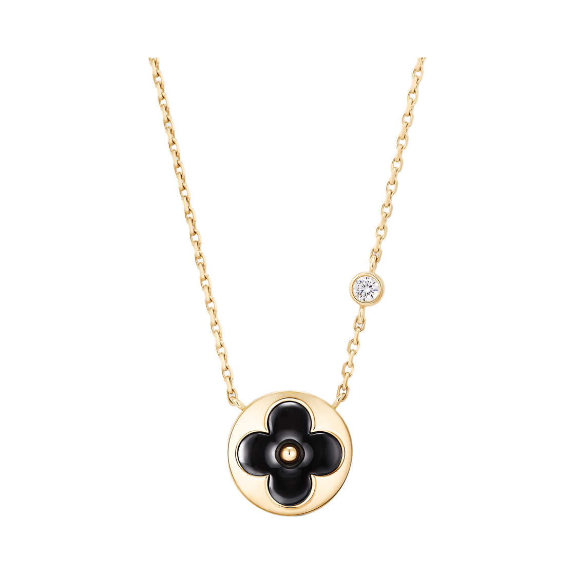 Q03790 (W) Louis Vuitton Color Blossom BB Sun Pendant Yellow Gold Onyx Diamond