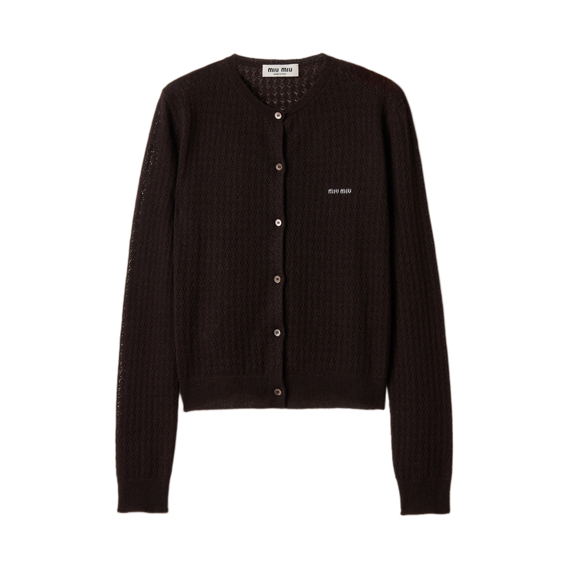MMF03T-6064-F0003 (W) Miu Miu Cashmere and Silk Cardigan Dark Brown