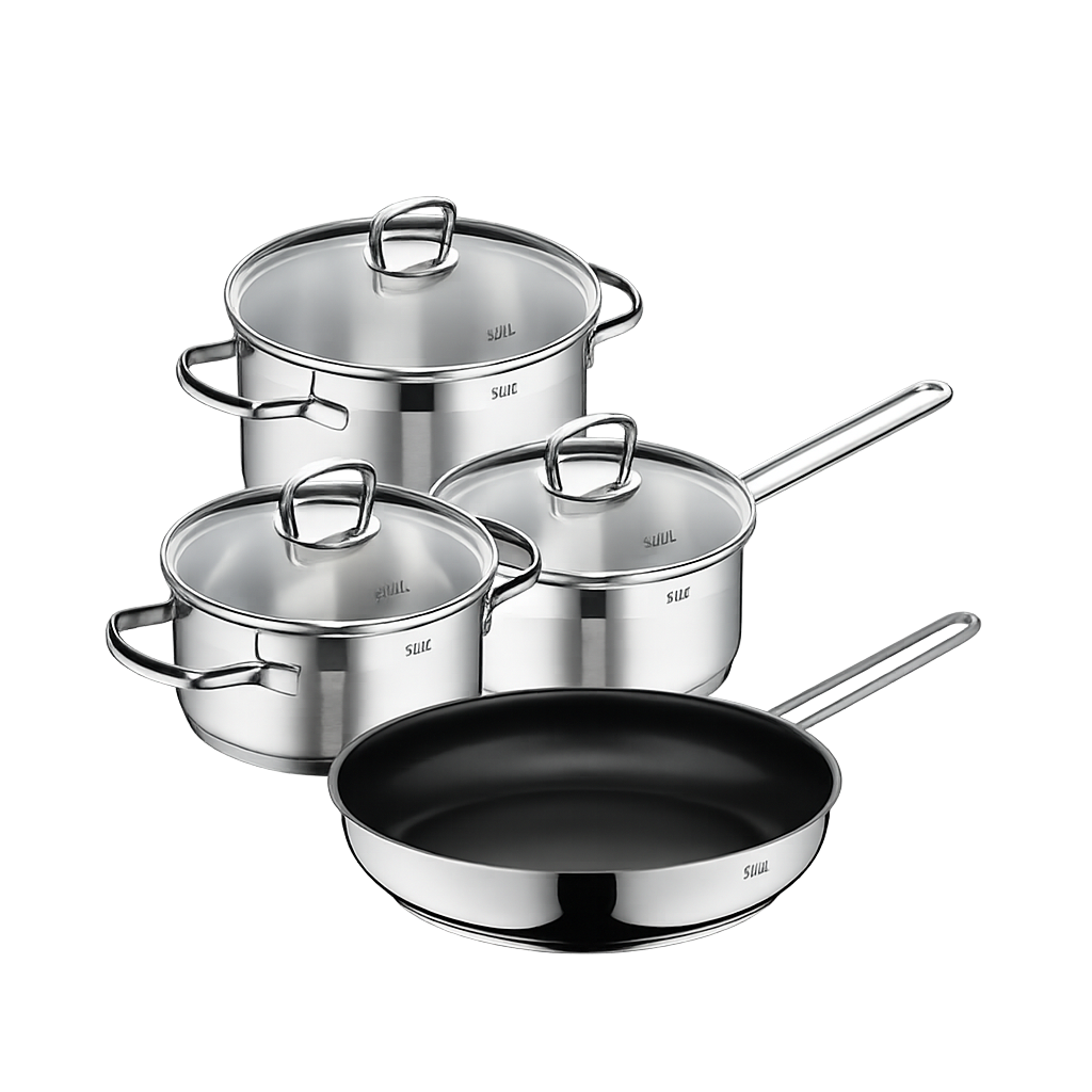 실리트 실리썸 롬바르디아 스텐냄비 3종(16편+16L+20H)+후라이팬 28cm(Silit Silissome Lombardia Stainless Steel Pot 3‑Piece Set (16cm Saucepan + 16cm Low Pot + 20cm High Pot) + 28cm Frying Pan)