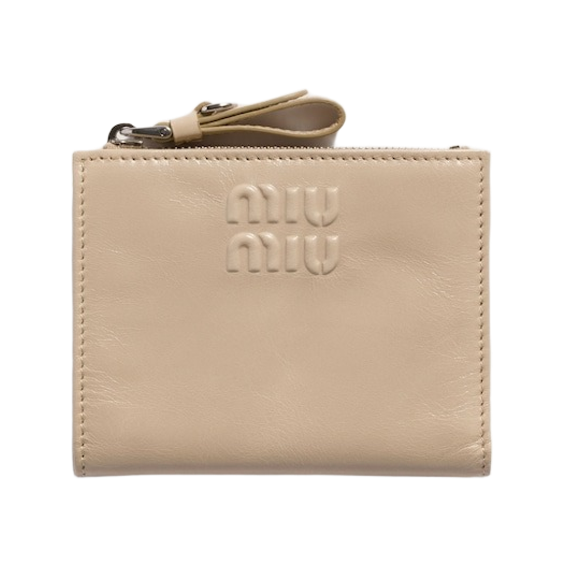 5ML050-2A44-F0485 Miu Miu Small Leather Wallet Travertine Stone