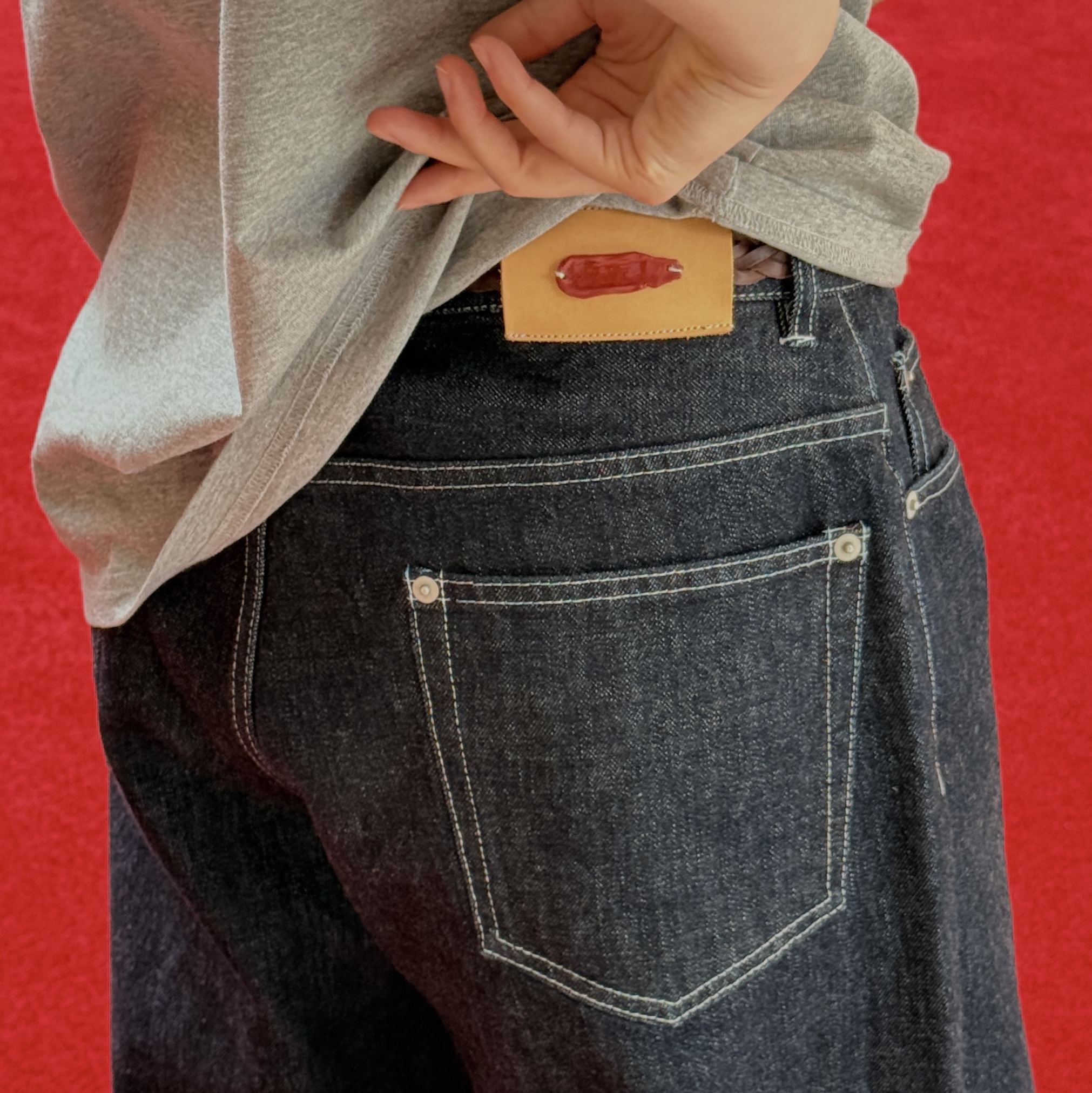 AKRYL Denim Boxy Pants One Wash - 26FW, AKRYL Jersey Tee Grey - 26FW 착용 스타일 - 2
