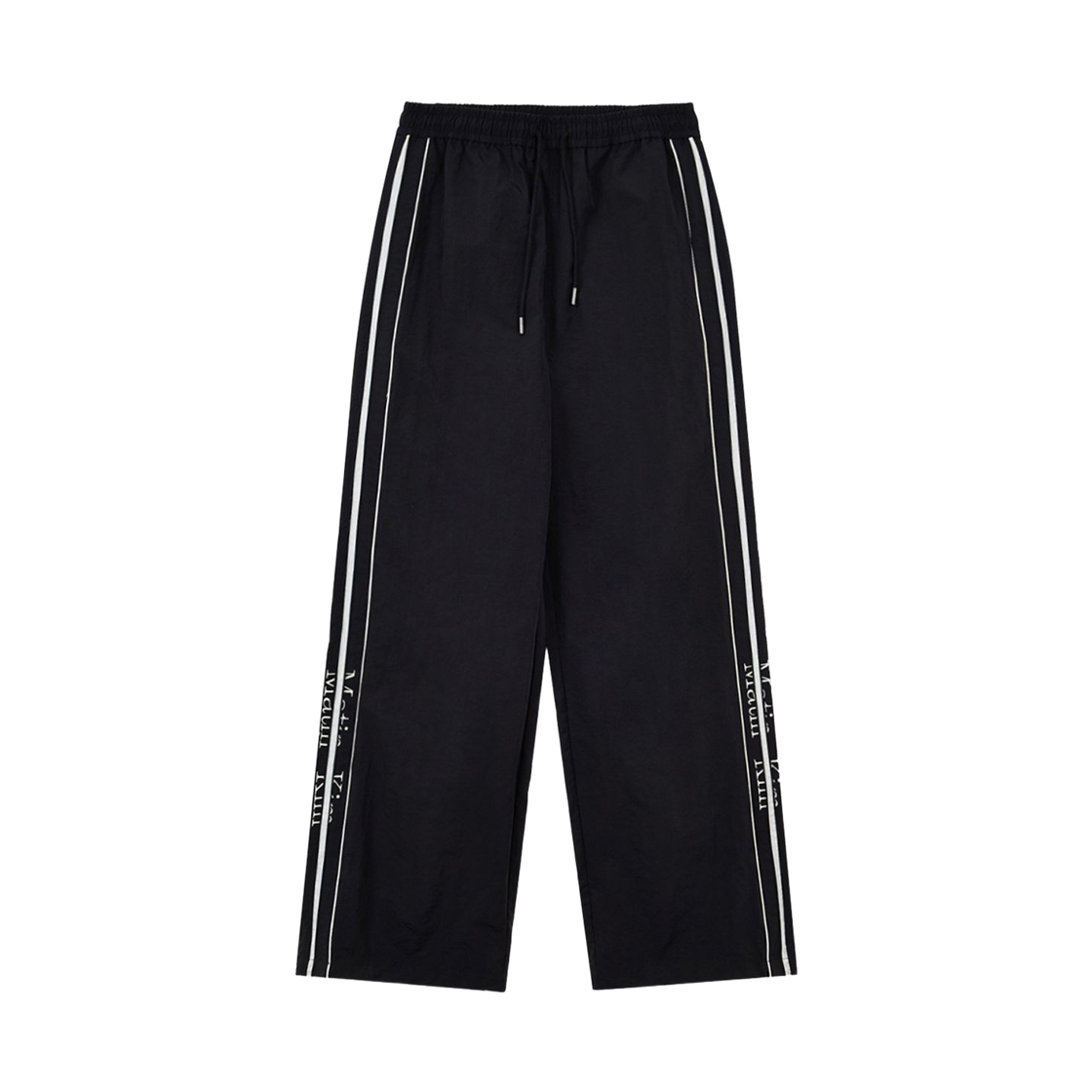 (W) 마뗑킴 사이드 로고 와이드 트랙 팬츠 블랙((W) Matin Kim Side Logo Wide Track Pants Black)